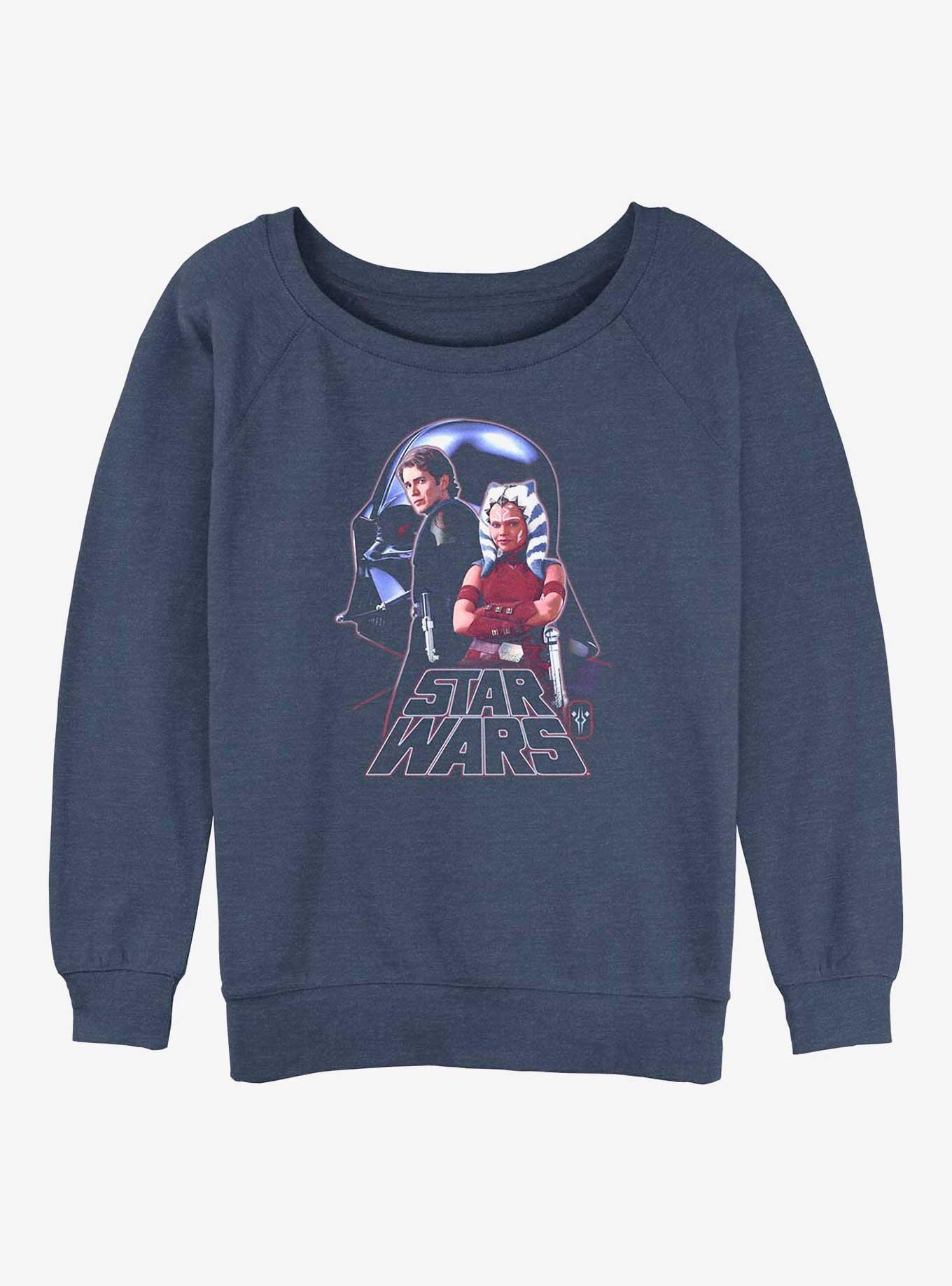 Disney Ahsoka Anakin Skywalker and Young Ahsoka Girls Slouchy Sweatshirt, BLUEHTR, hi-res