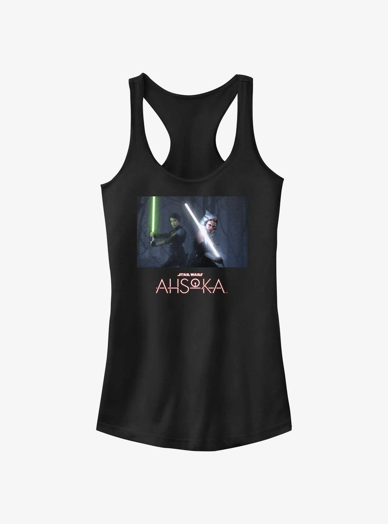 Disney Ahsoka Sabine and Ahsoka Lightsaber Stance Girls Tank, BLACK, hi-res