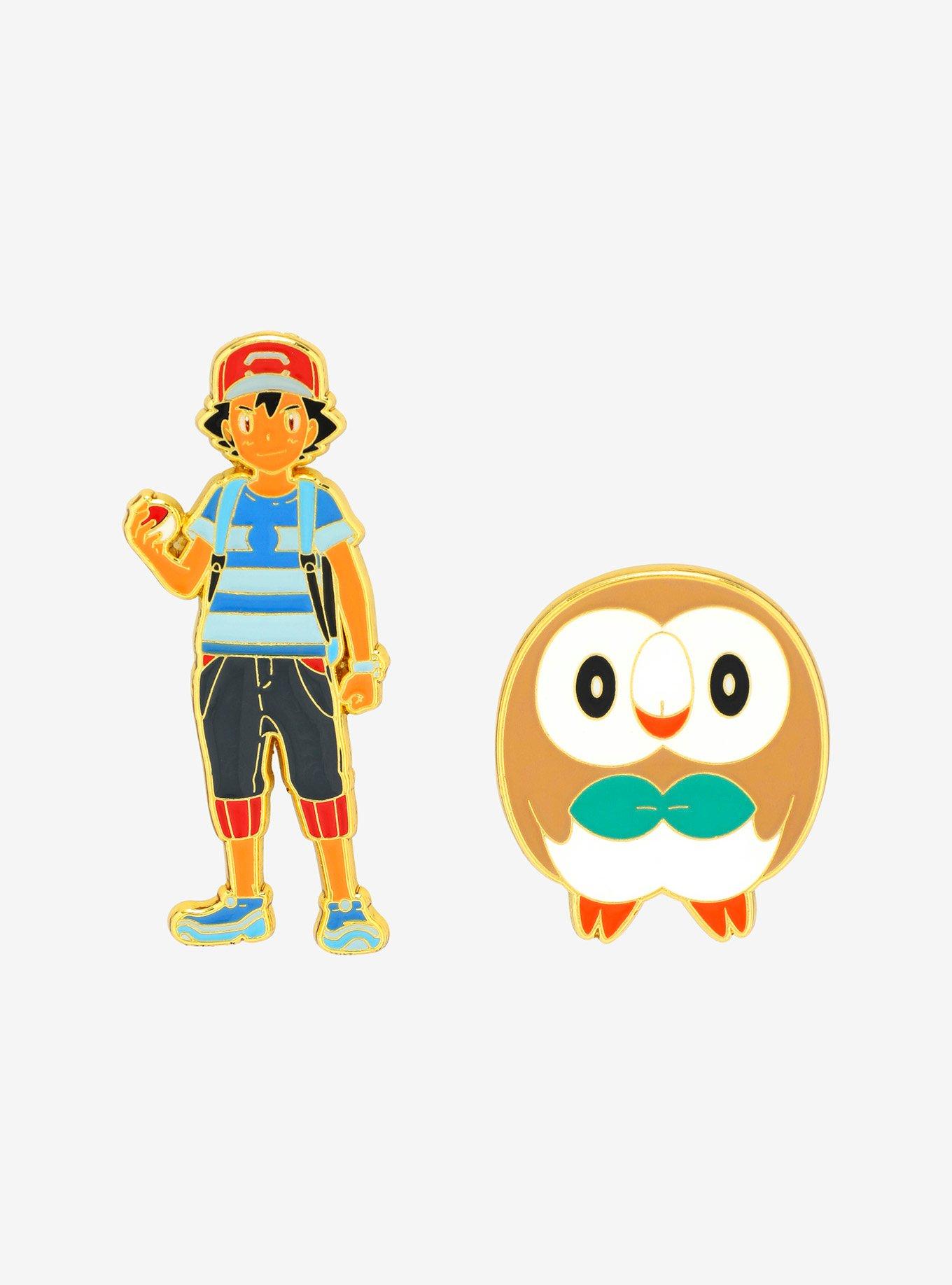 Pokémon Ash & Rowlet Enamel Pin Set — BoxLunch Exclusive, , hi-res