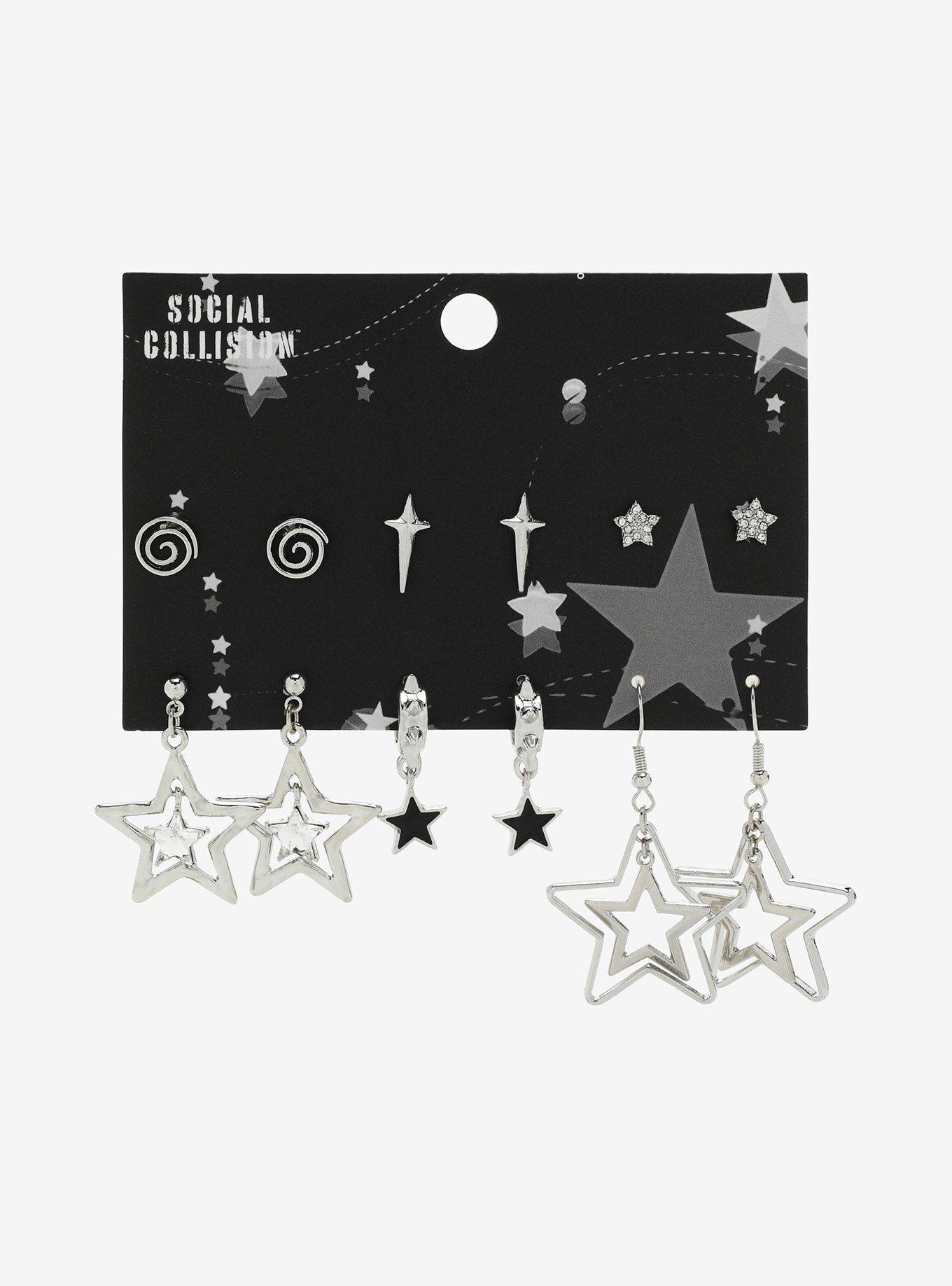 Social Collision Stars Earring Set, , hi-res