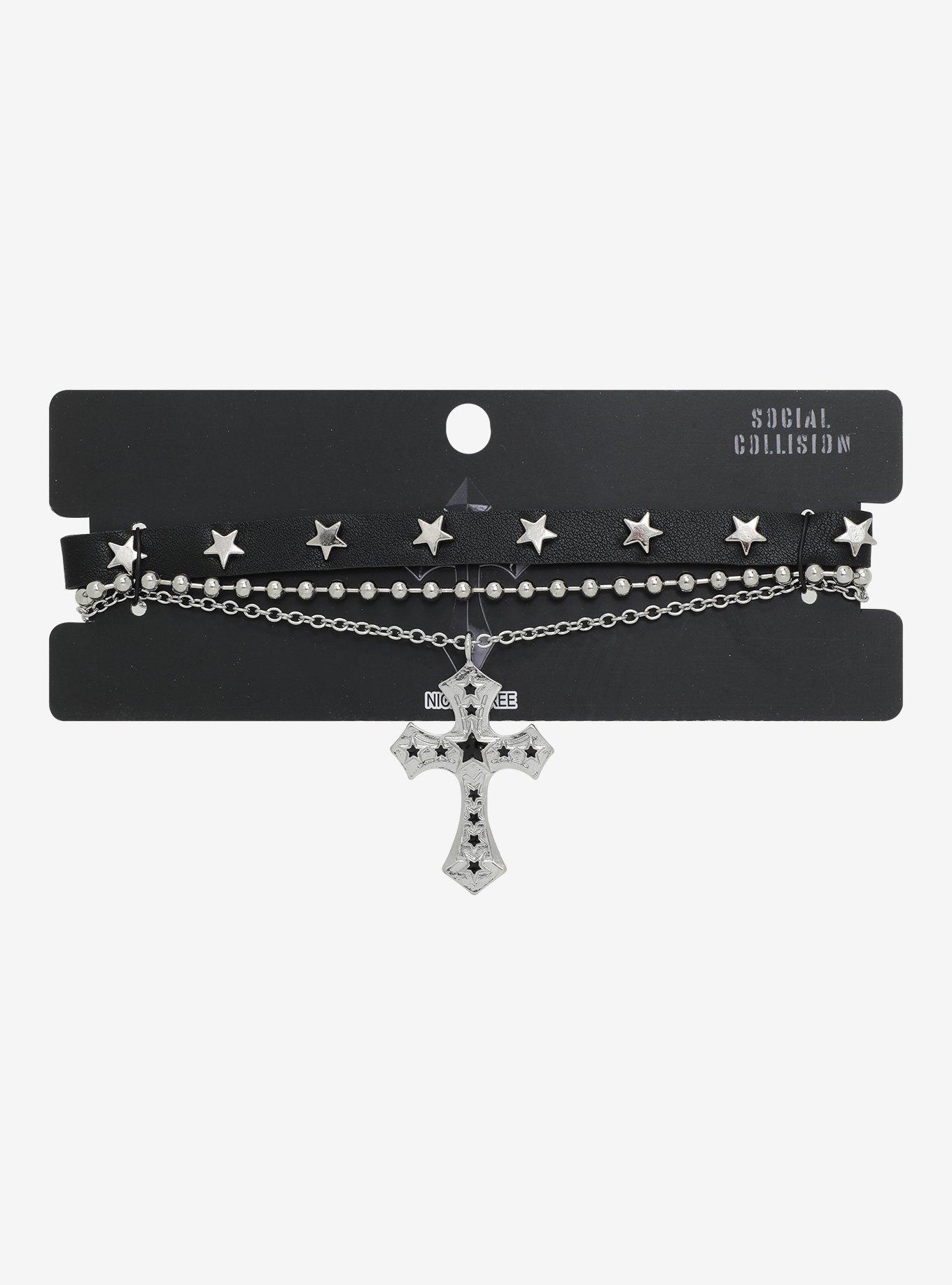 Social Collision® Cross Star Ball Chain Choker Set, , hi-res