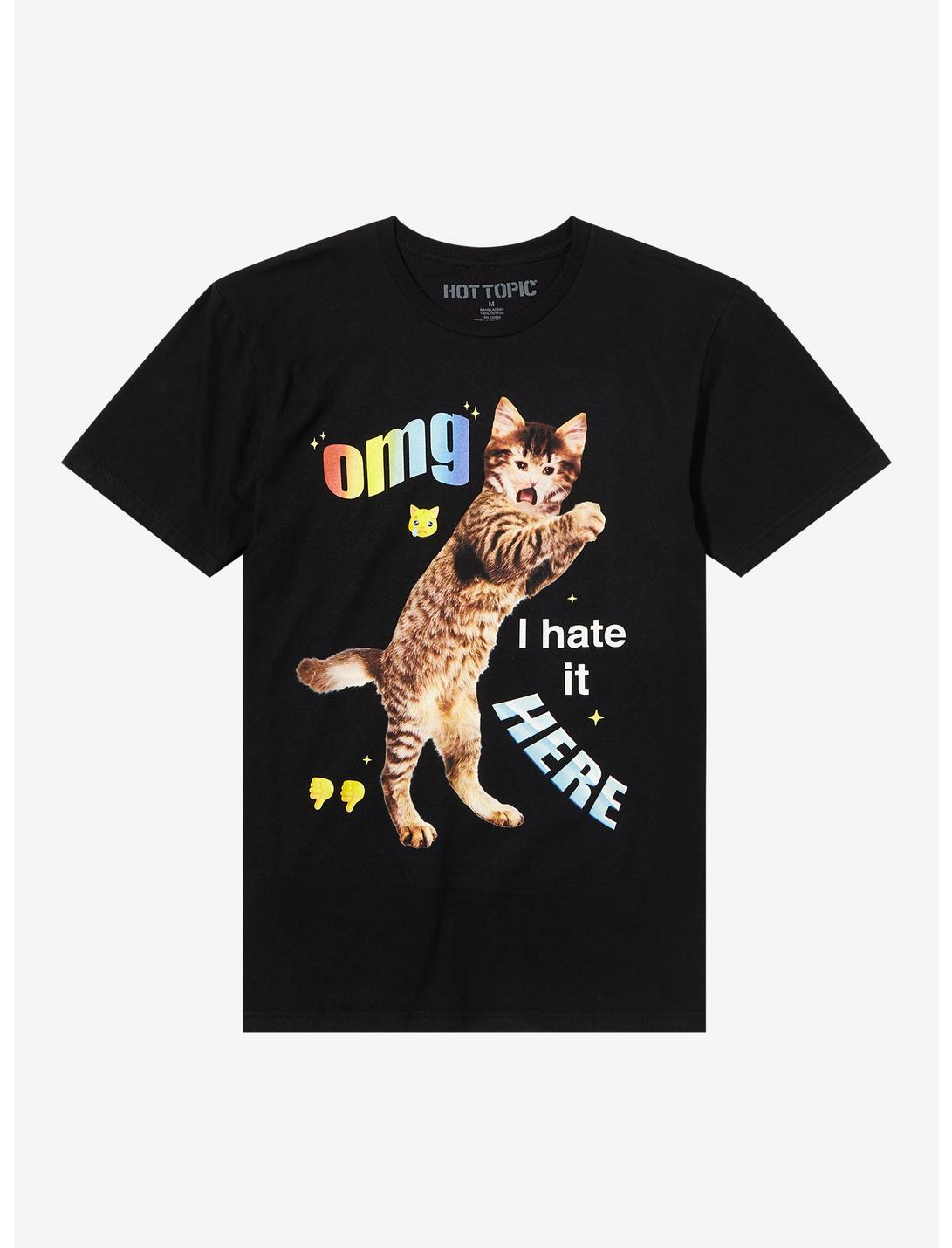OMG I Hate It Here Cat T-Shirt, BLACK, hi-res