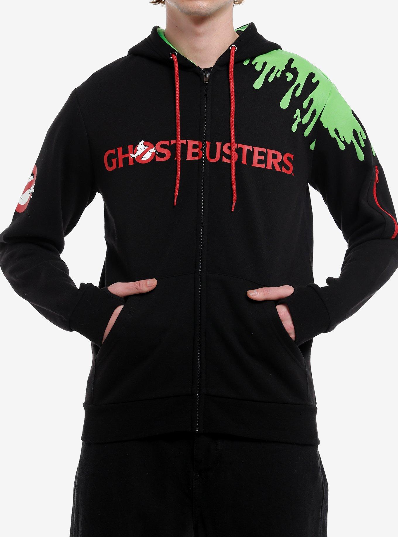 Sweat à Capuche Unisexe Ghostbusters SOS Fantômes - Logo Slime, Molletonné, Coupe Unisexe, Poche Kangourou