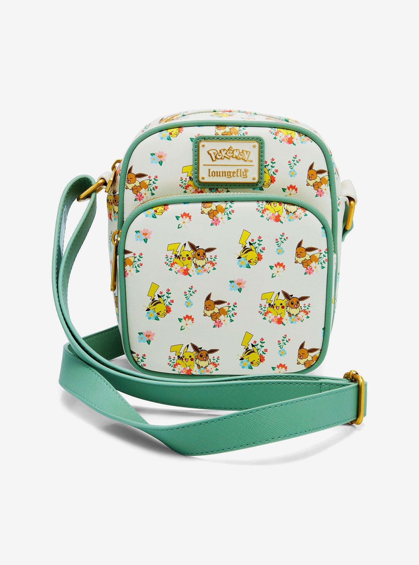 Loungefly Pokémon Pikachu and Eevee Floral Allover Print Crossbody Bag — BoxLunch Exclusive, , hi-res