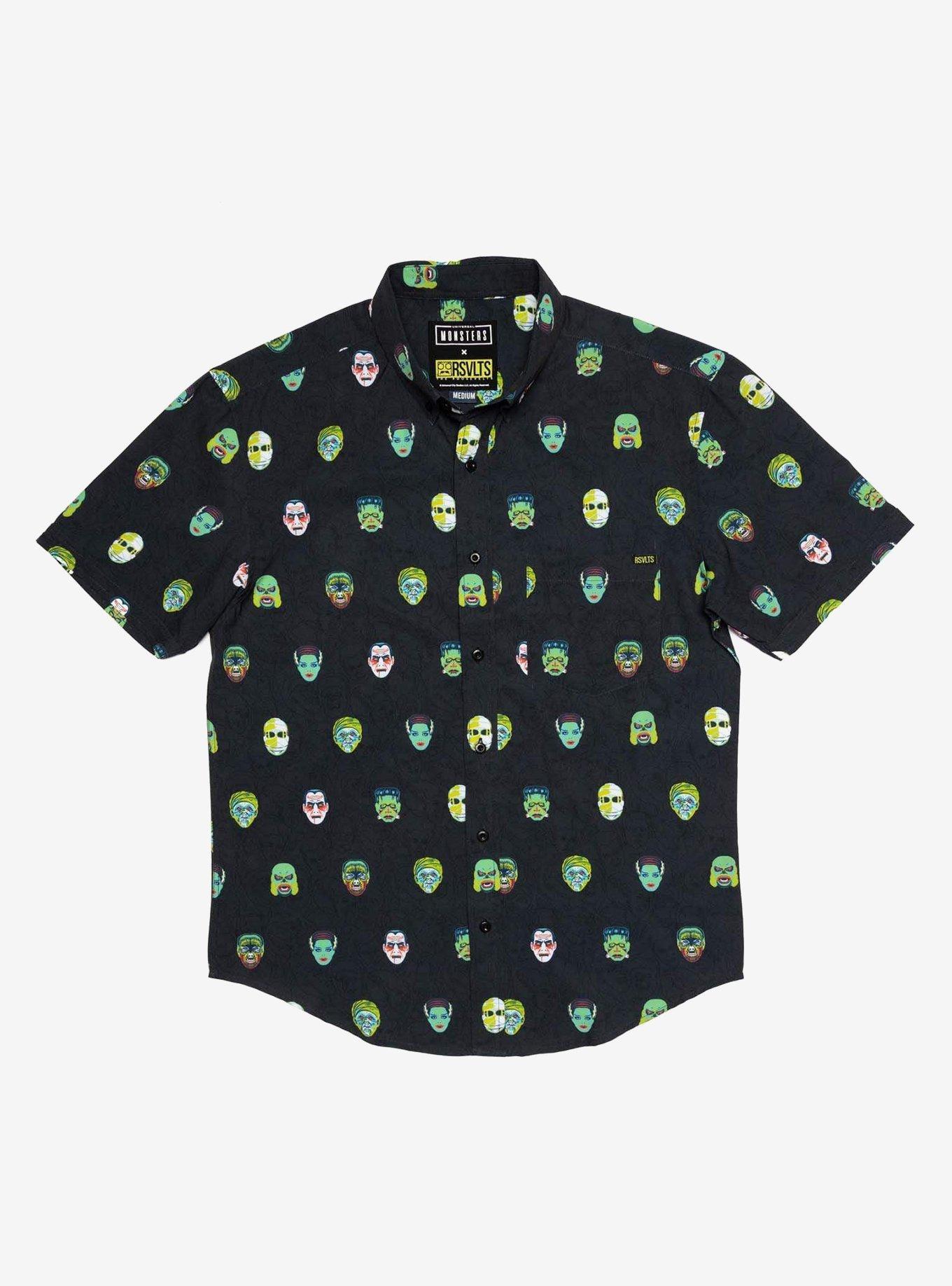 RSVLTS Universal Monsters "Fright Club" Button-Up Shirt, BLACK, hi-res