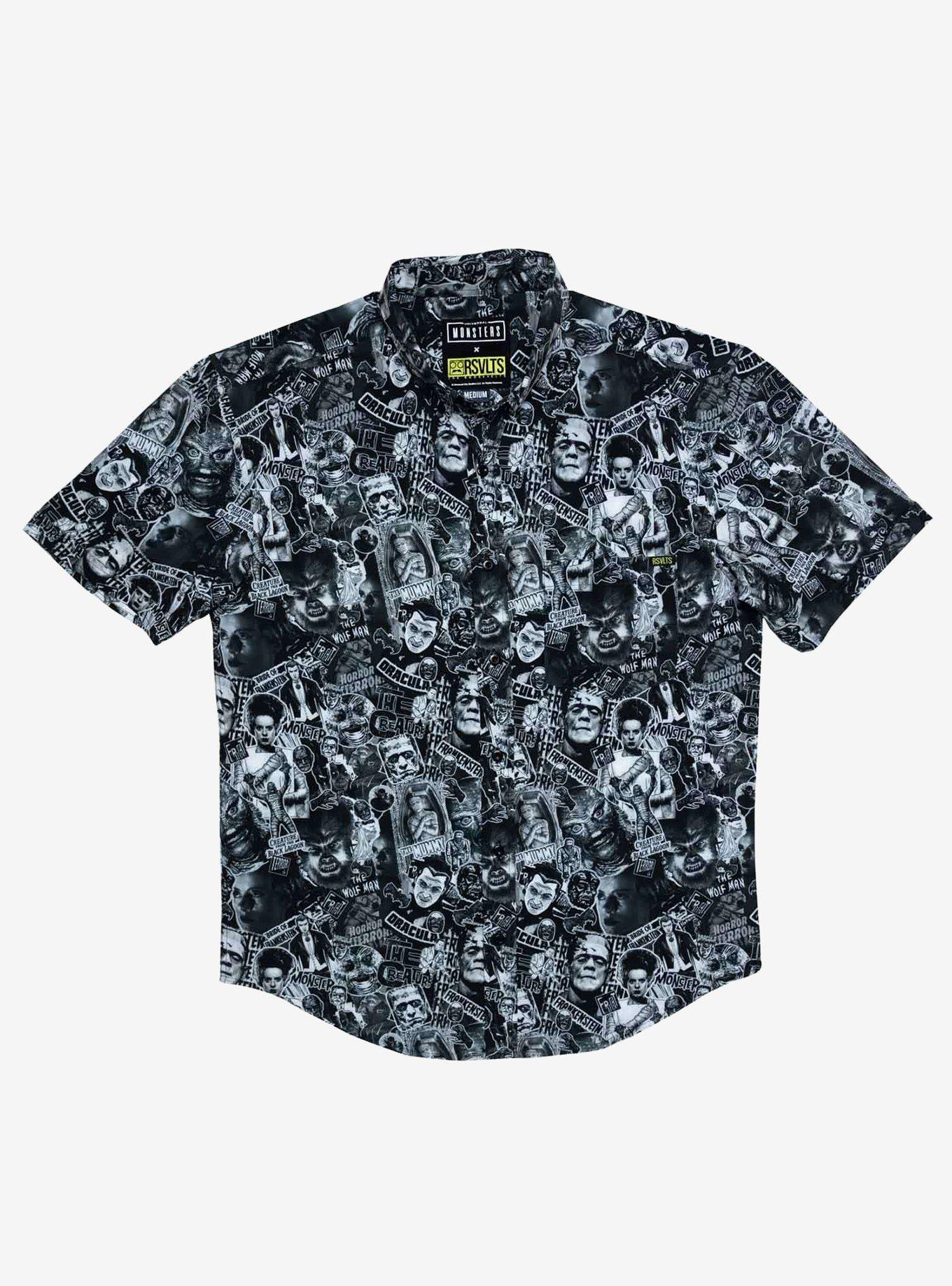 RSVLTS Universal Monsters "Monster Mashup" Button-Up Shirt, BLACK, hi-res