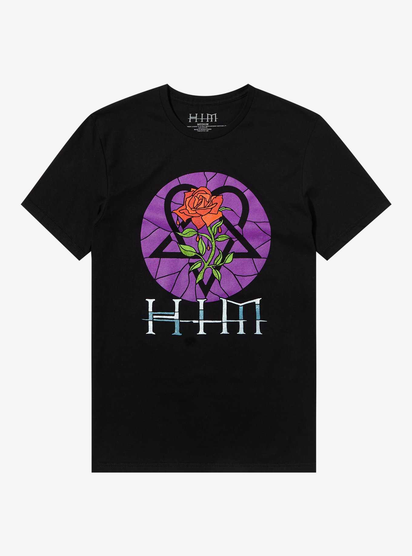 HIM Stained Glass Heartagram Boyfriend Fit Girls T-Shirt, , hi-res