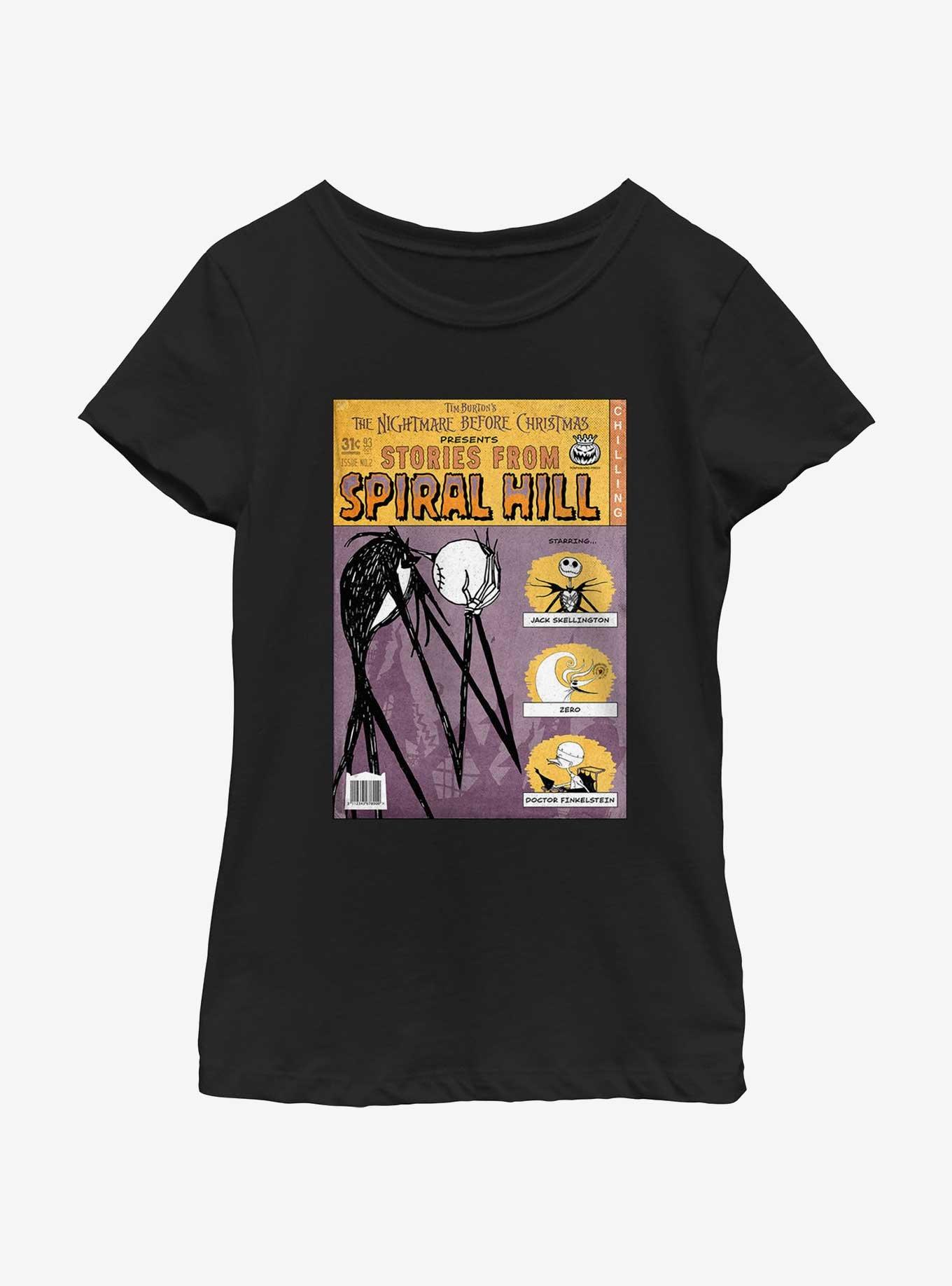 Disney The Nightmare Before Christmas Jack Stories From Spiral Hill Youth Girls T-Shirt, BLACK, hi-res