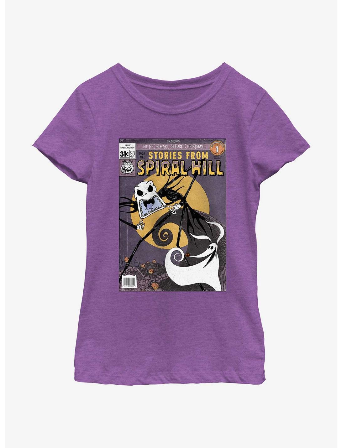 Disney The Nightmare Before Christmas Stories From Spiral Hill Jack and Zero Youth Girls T-Shirt, PURPLE BERRY, hi-res