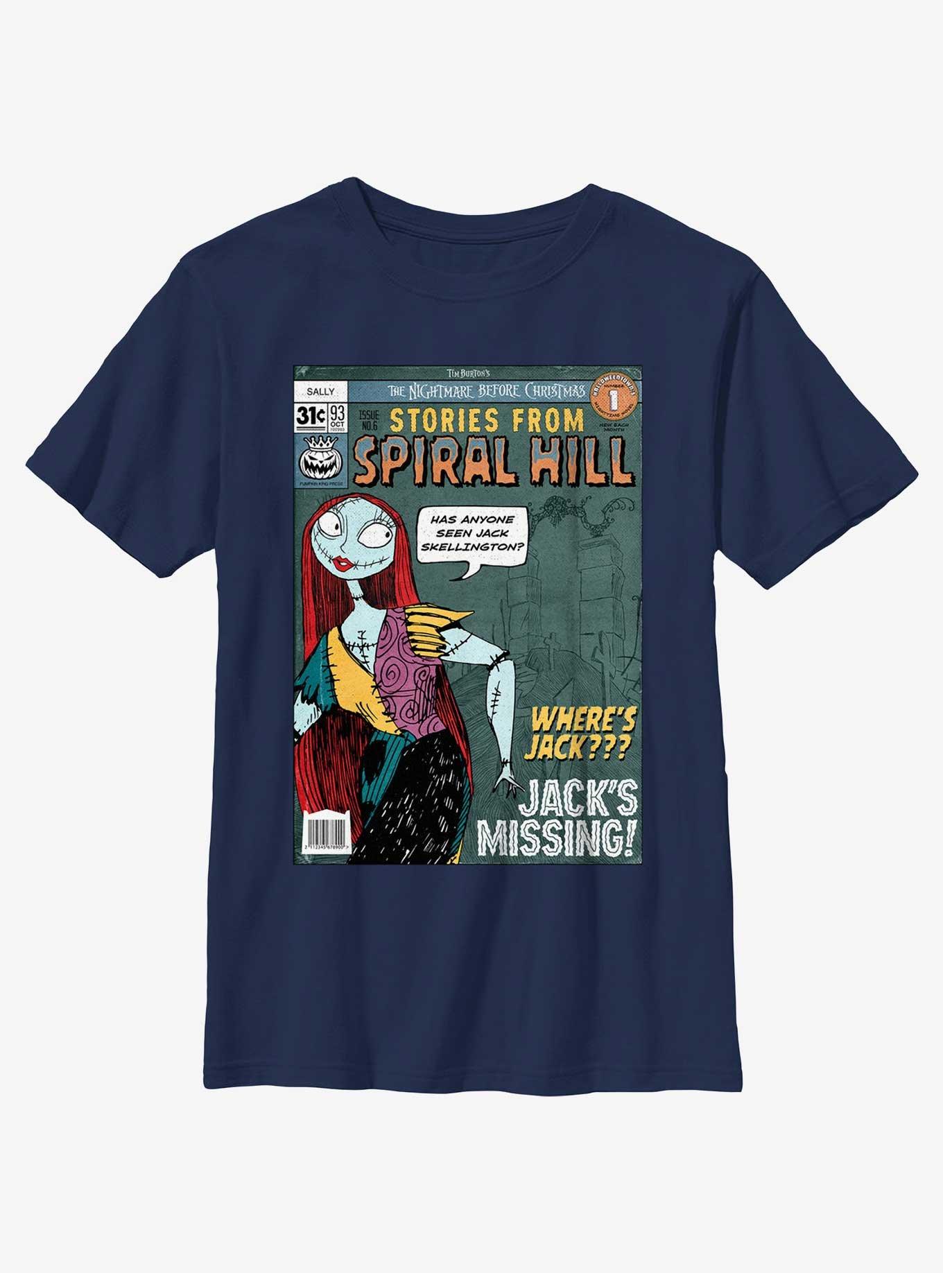 Disney The Nightmare Before Christmas Stories From Spiral Hill Sally Youth T-Shirt, NAVY, hi-res