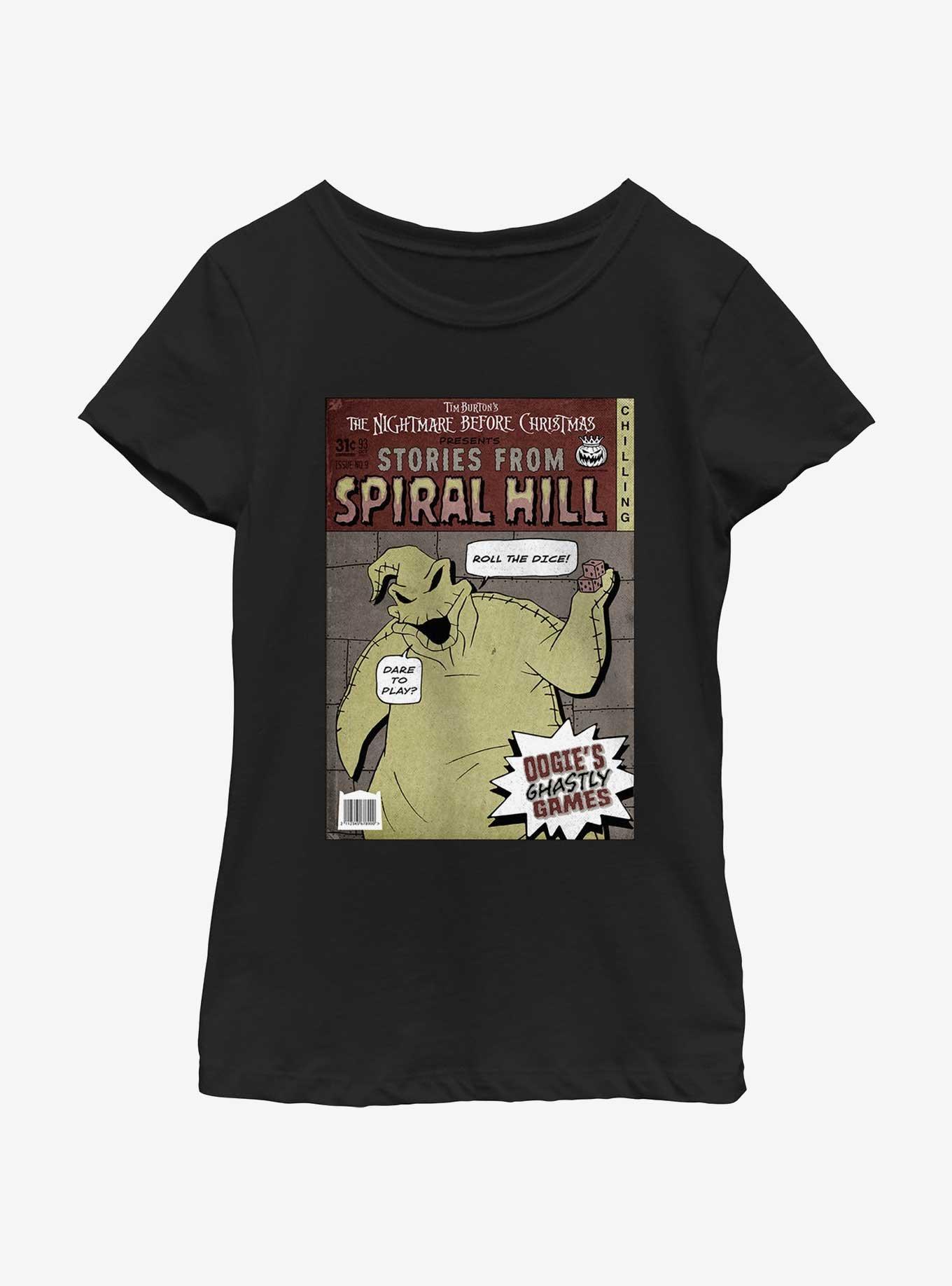 Disney The Nightmare Before Christmas Stories From Spiral Hill Oogie Boogie Youth Girls T-Shirt, BLACK, hi-res