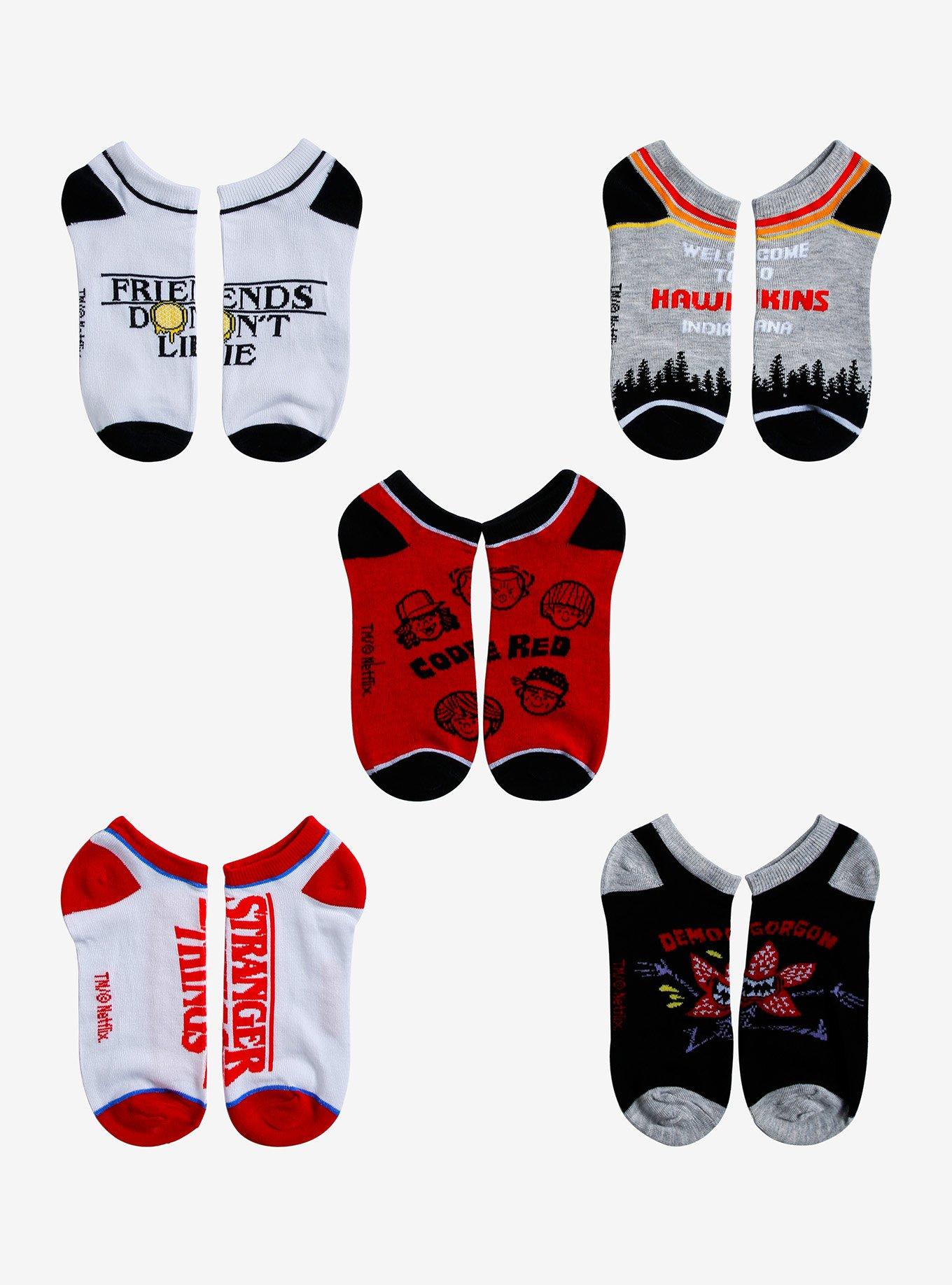 Stranger Things Icons & Quotes No-Show Socks 5 Pair, , hi-res