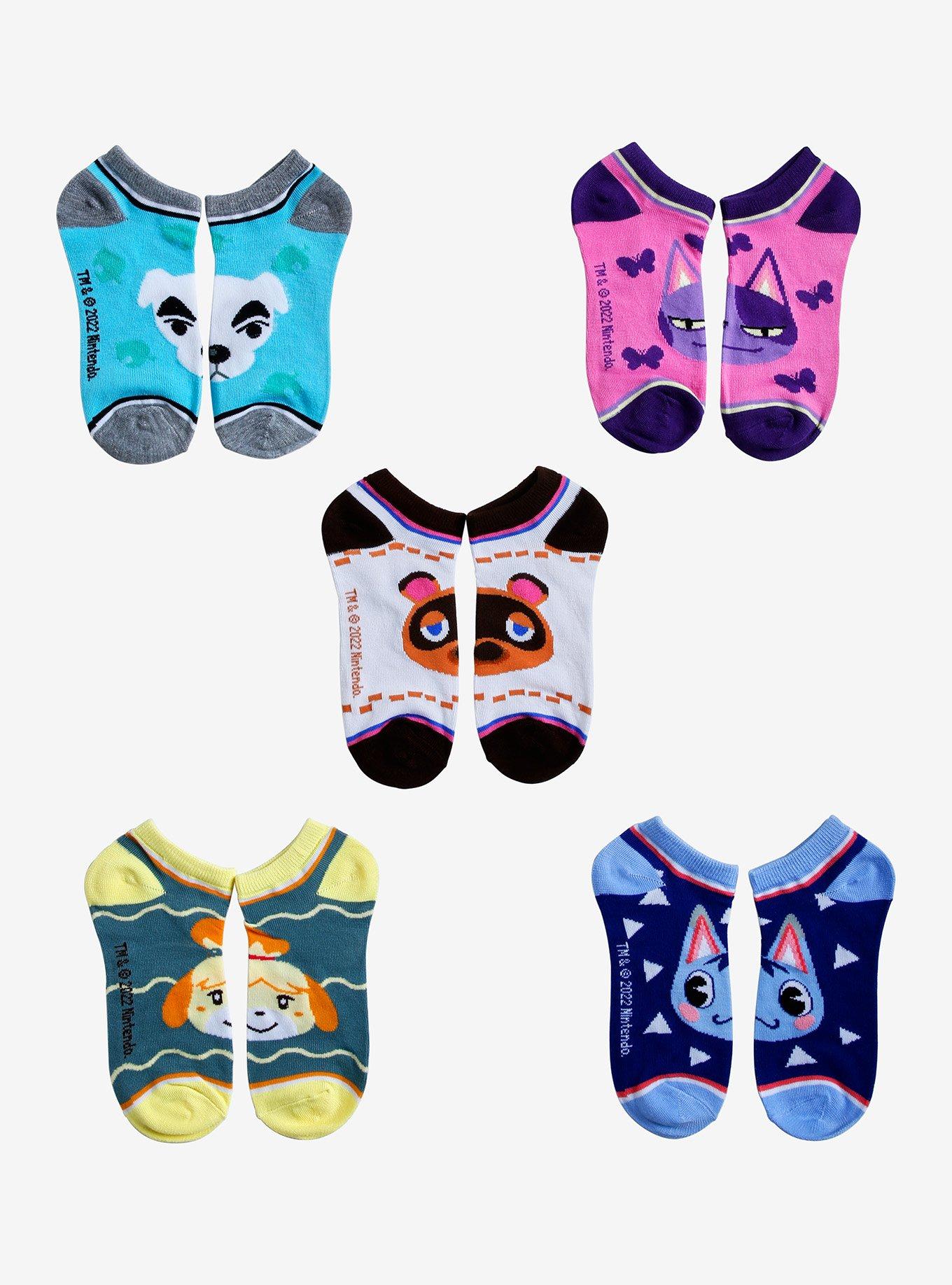 Animal Crossing: New Horizons Cats & NPCs No-Show Socks 5 Pair, , hi-res