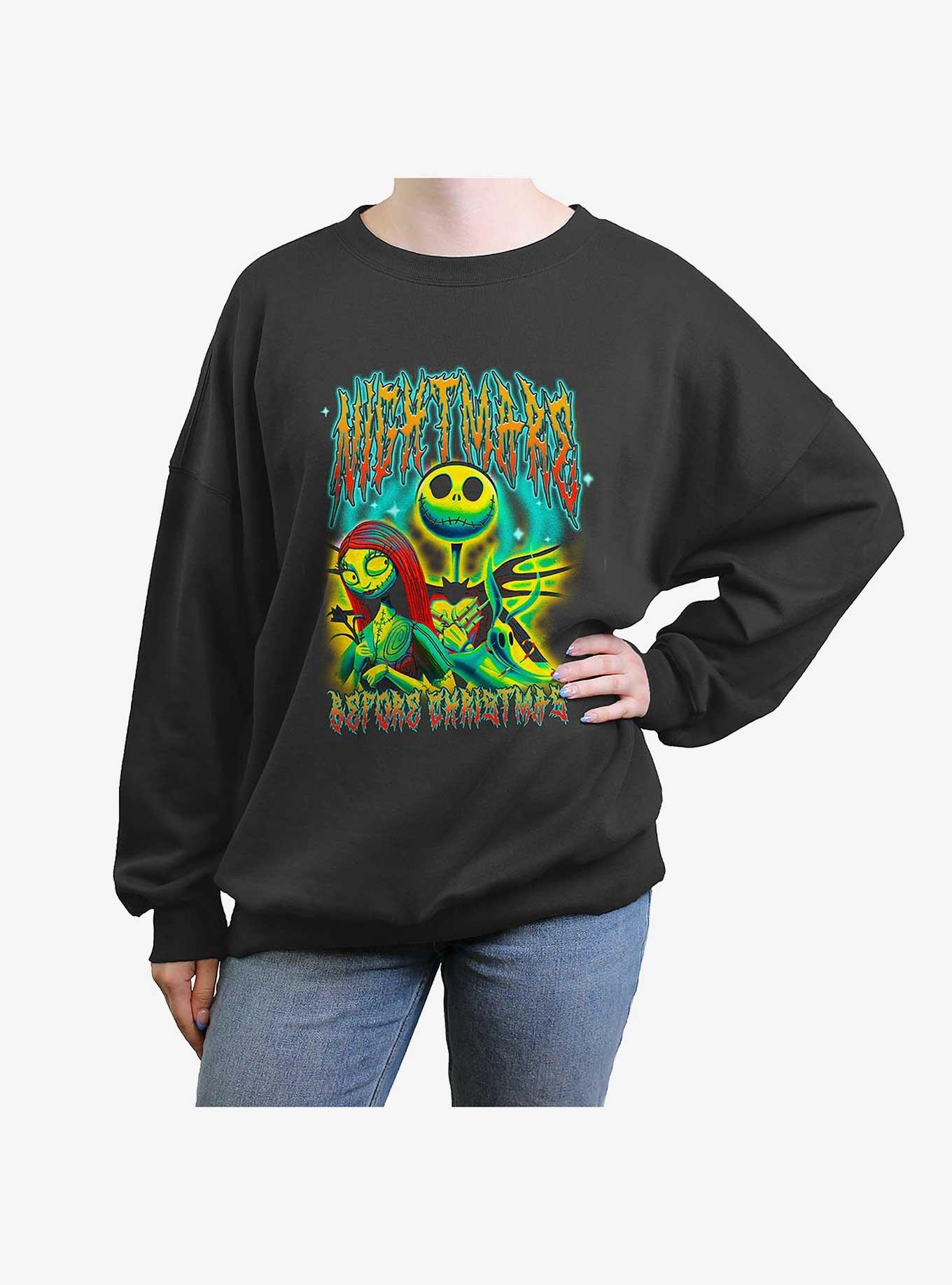 Disney Nightmare Before Christmas Trio Girls Oversized Sweatshirt, CHARCOAL, hi-res