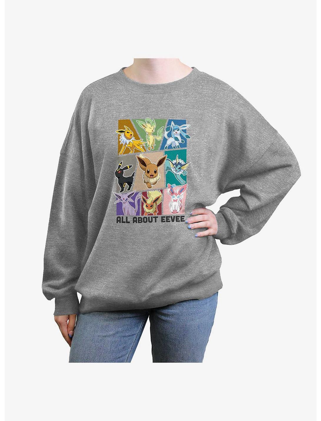 Pokemon All About Eevee Girls Oversized Sweatshirt, HEATHER GR, hi-res