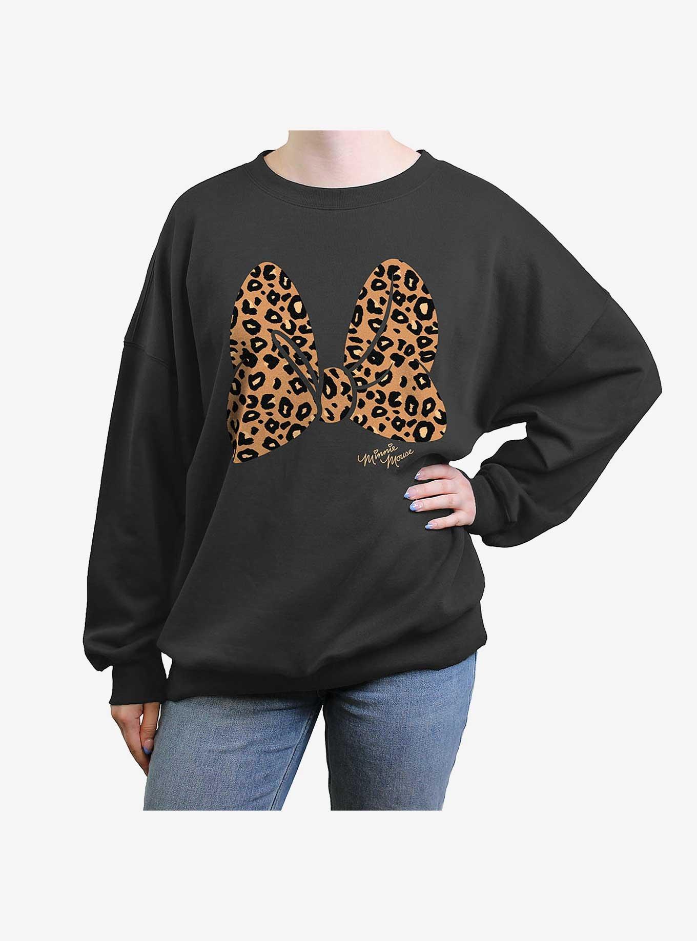 Disney Minnie Mouse Animal Print Bow Girls Oversized Sweatshirt, , hi-res