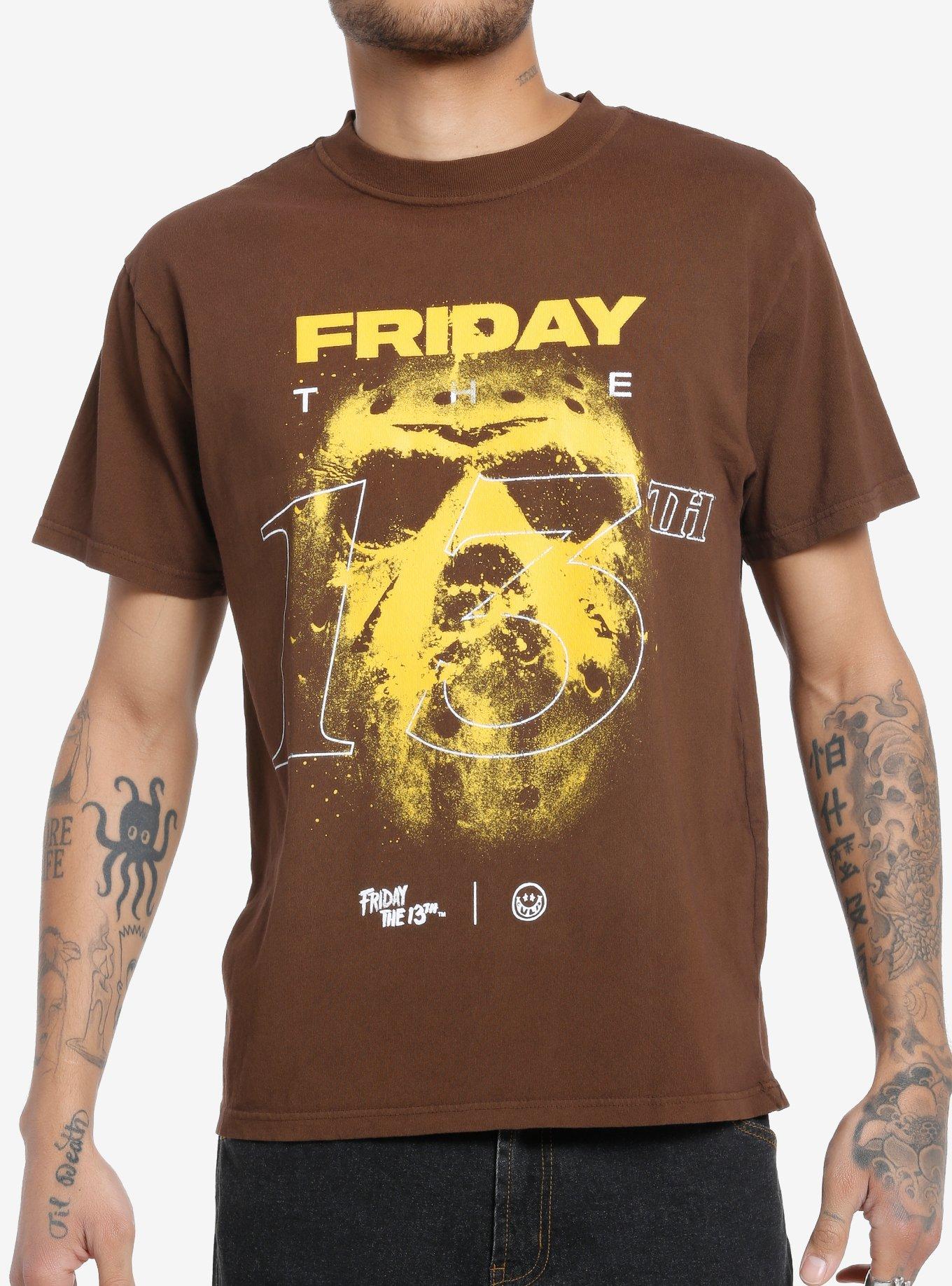 Friday The 13th Yellow Mask T-Shirt, CHOCOLATE, hi-res