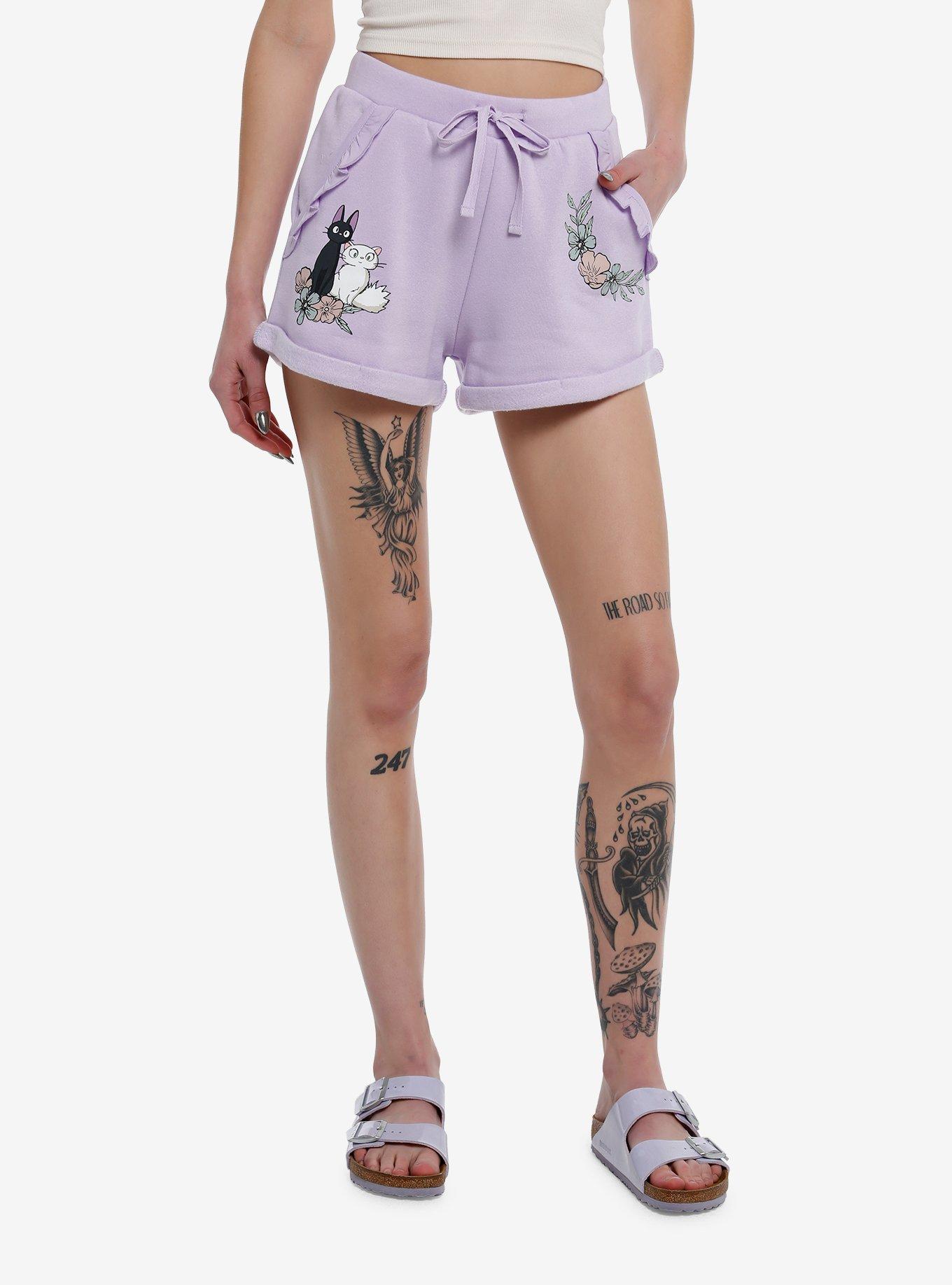 Studio Ghibli Kiki's Delivery Service Cats Girls Lounge Shorts, LAVENDER, hi-res