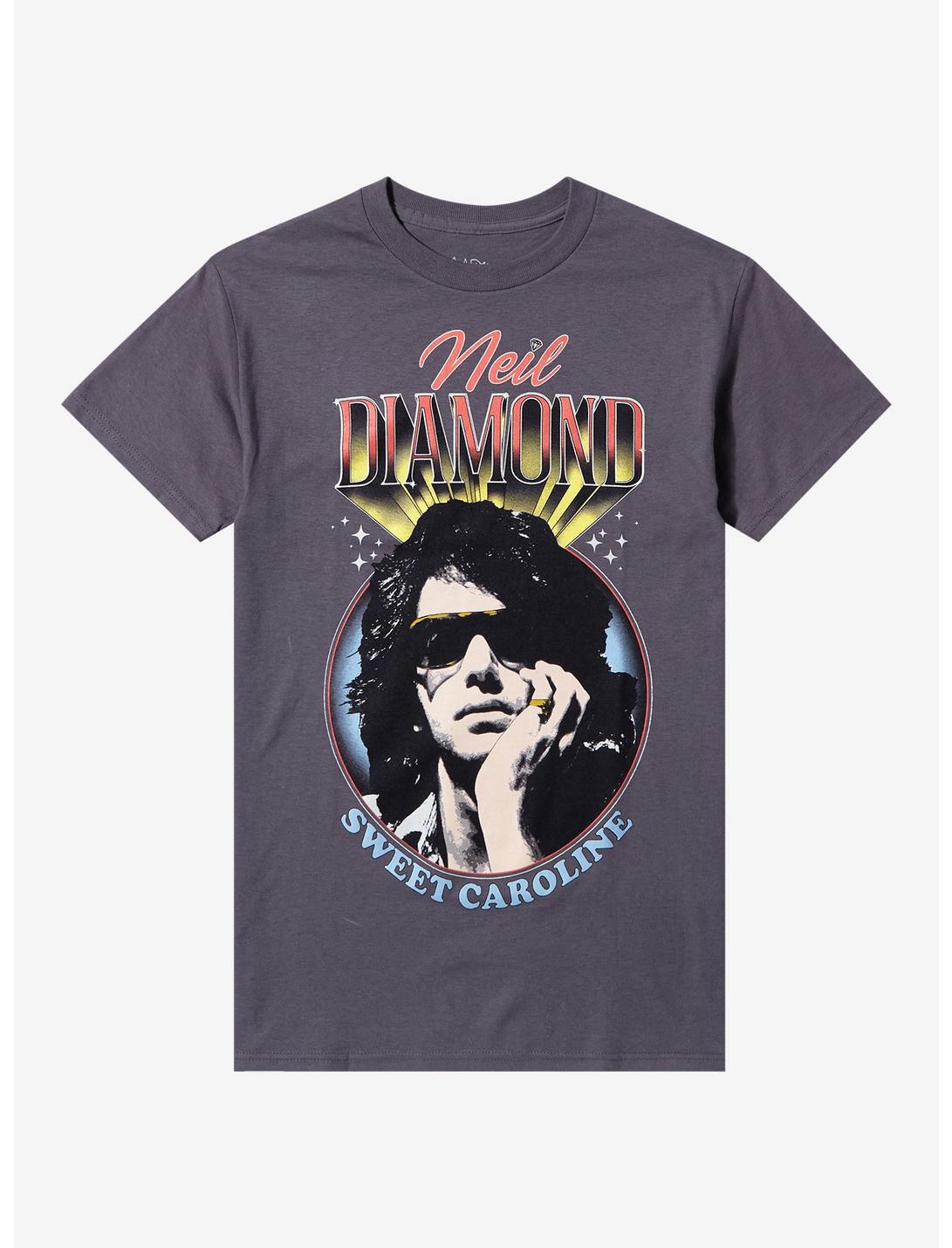Neil Diamond Sweet Caroline Vintage Portrait Boyfriend Fit Girls T-Shirt, CHARCOAL, hi-res