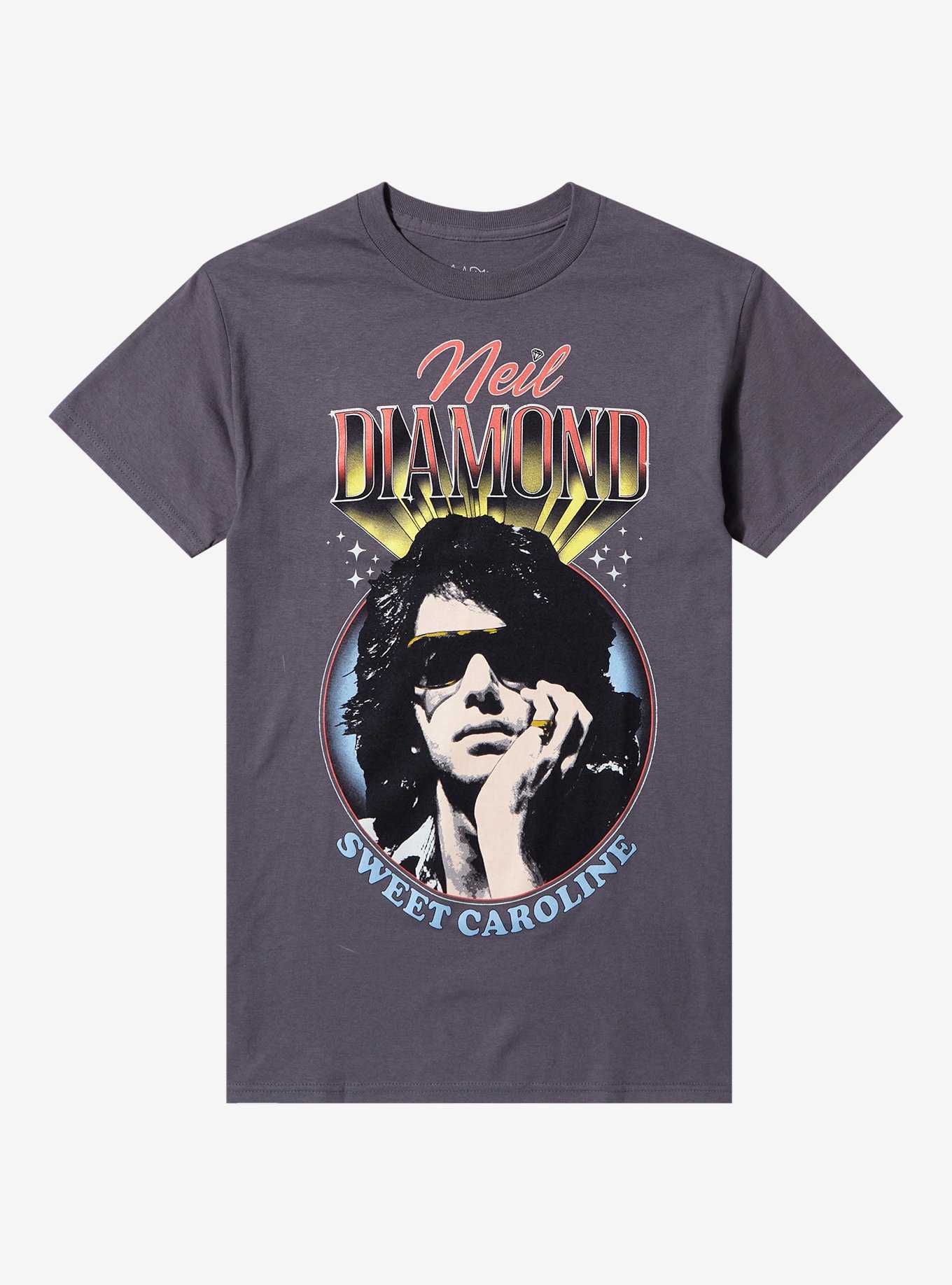 Neil Diamond Sweet Caroline Vintage Portrait Boyfriend Fit Girls T-Shirt, , hi-res