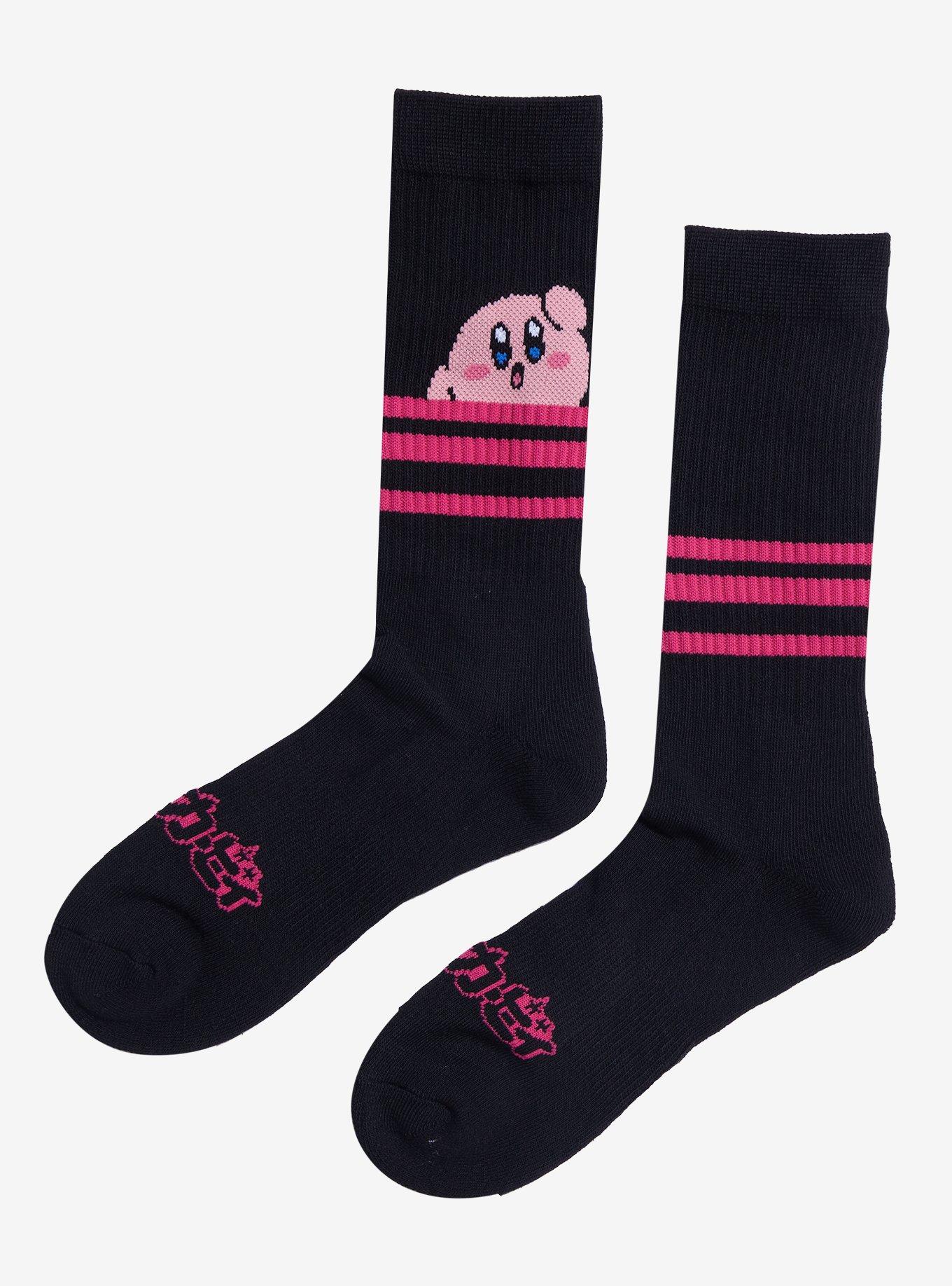 Kirby Stripe Peeking Crew Socks, , hi-res