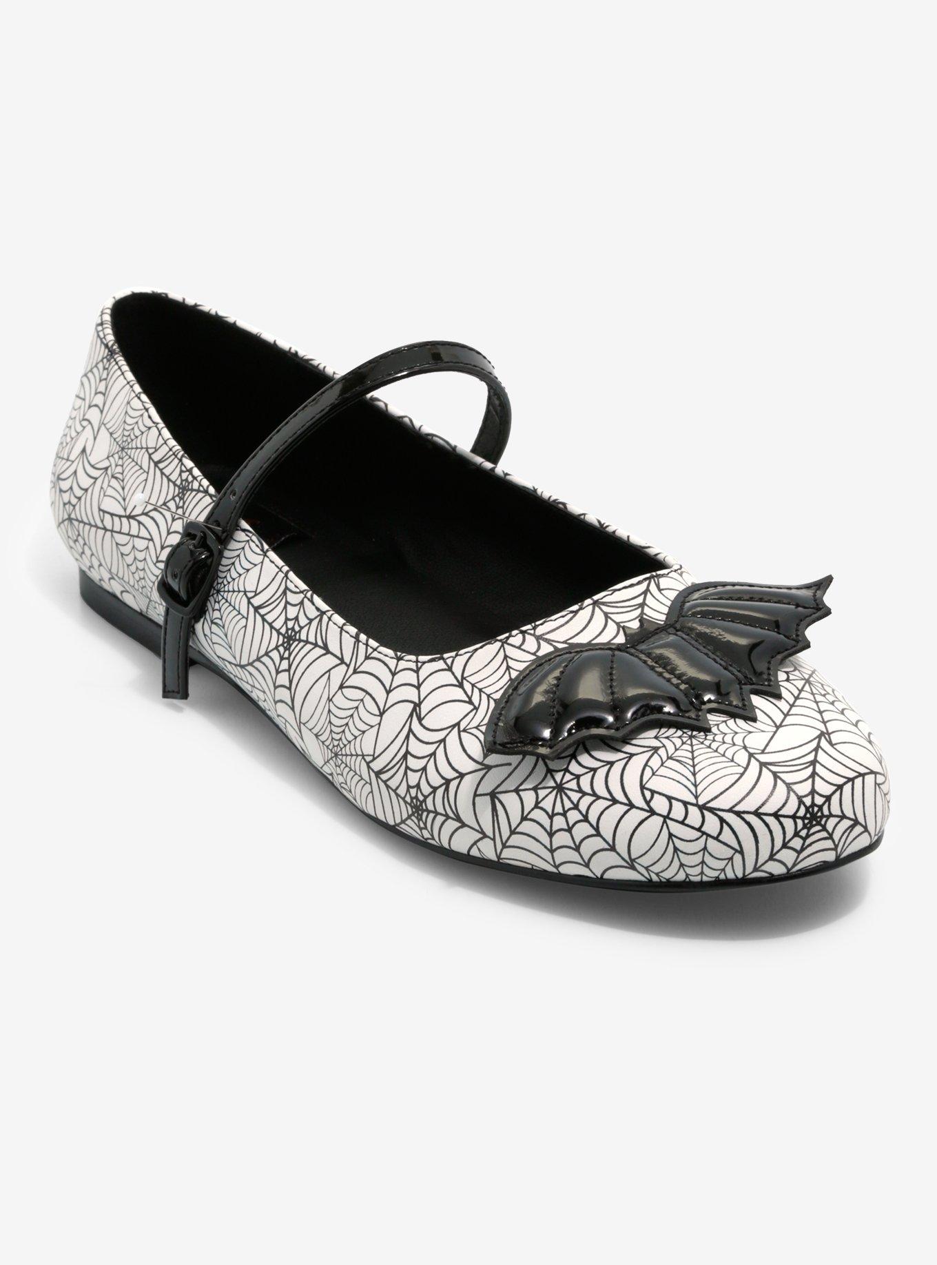 Strange Cvlt Black & White Spiderweb Mary Jane Flats, MULTI, hi-res