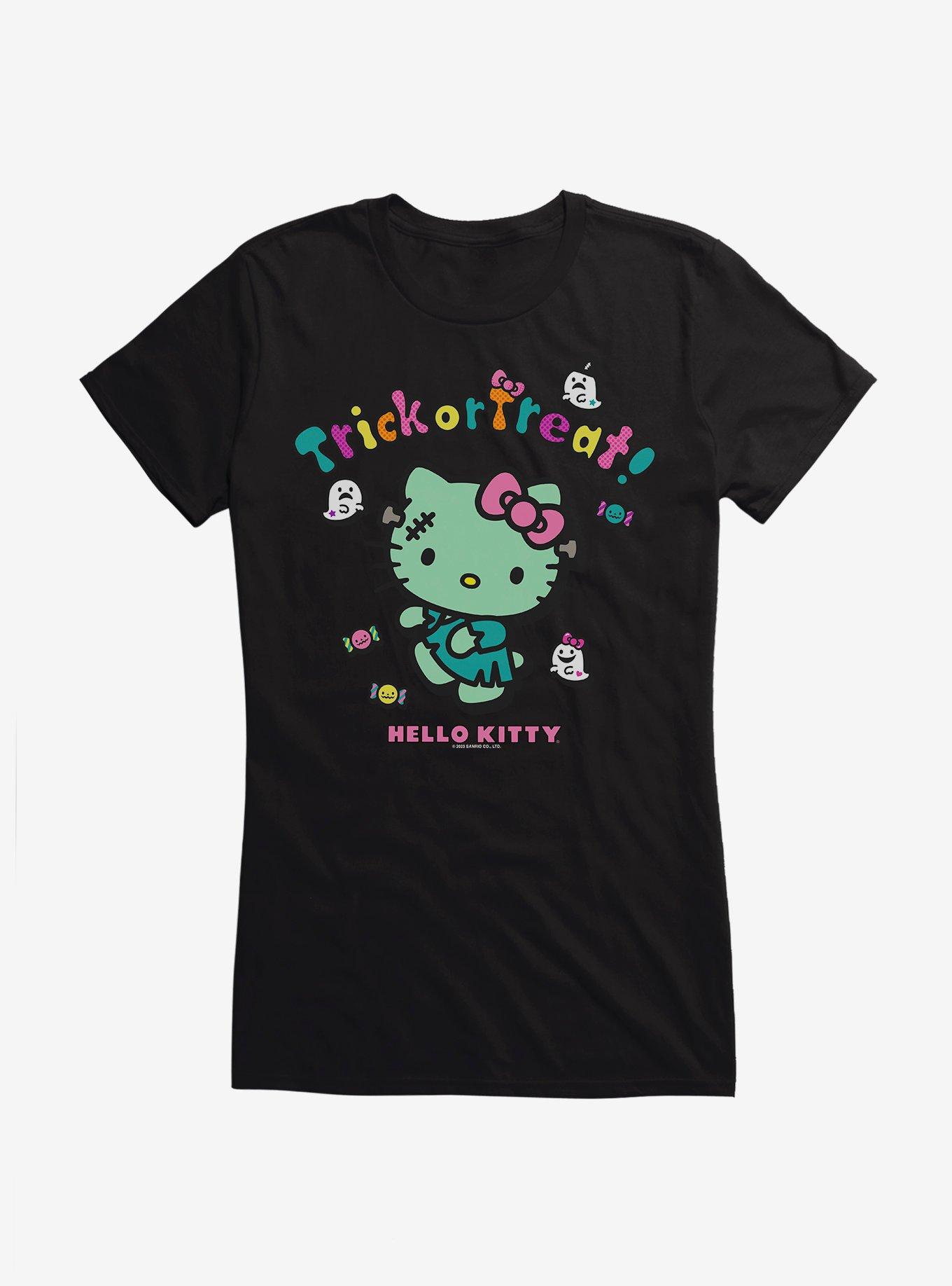 Hello Kitty Trick Or Treat Frankenstein Girls T-Shirt, BLACK, hi-res