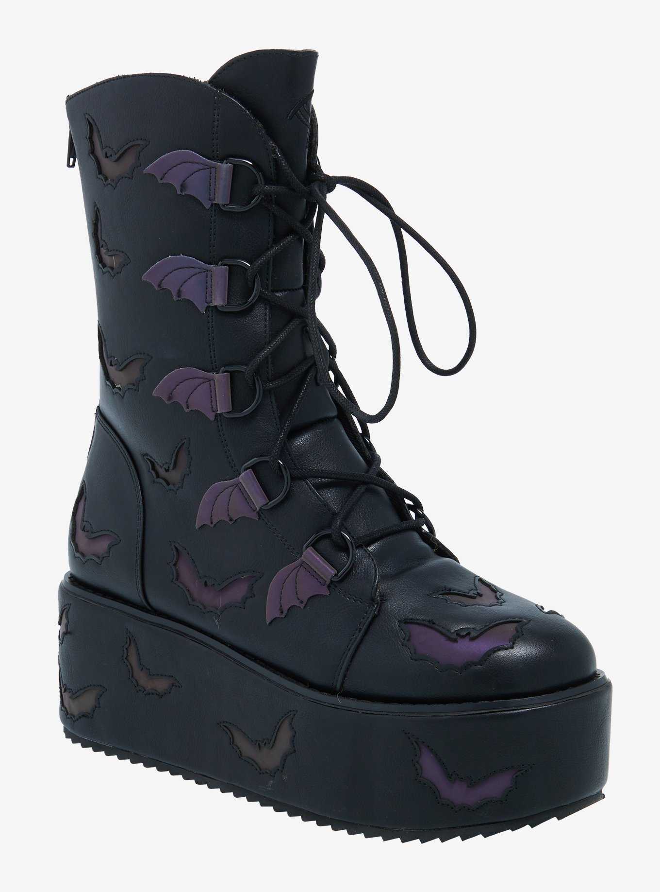 Strange Cvlt Purple Bats Platform Boots, , hi-res