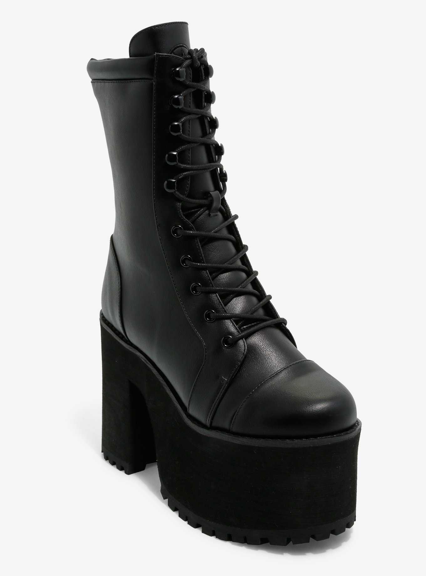 Strange Cvlt Black Raven Platform Boots, , hi-res