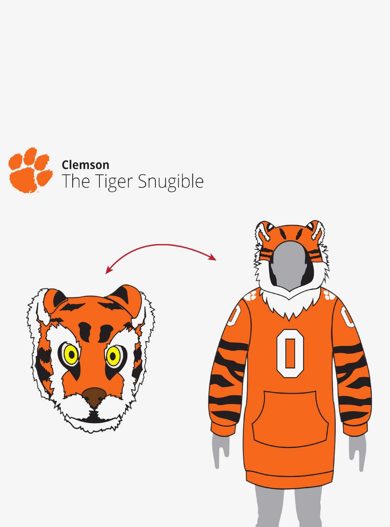 Plushible 2-in-1 Clemson University The Tiger Snugible, , hi-res