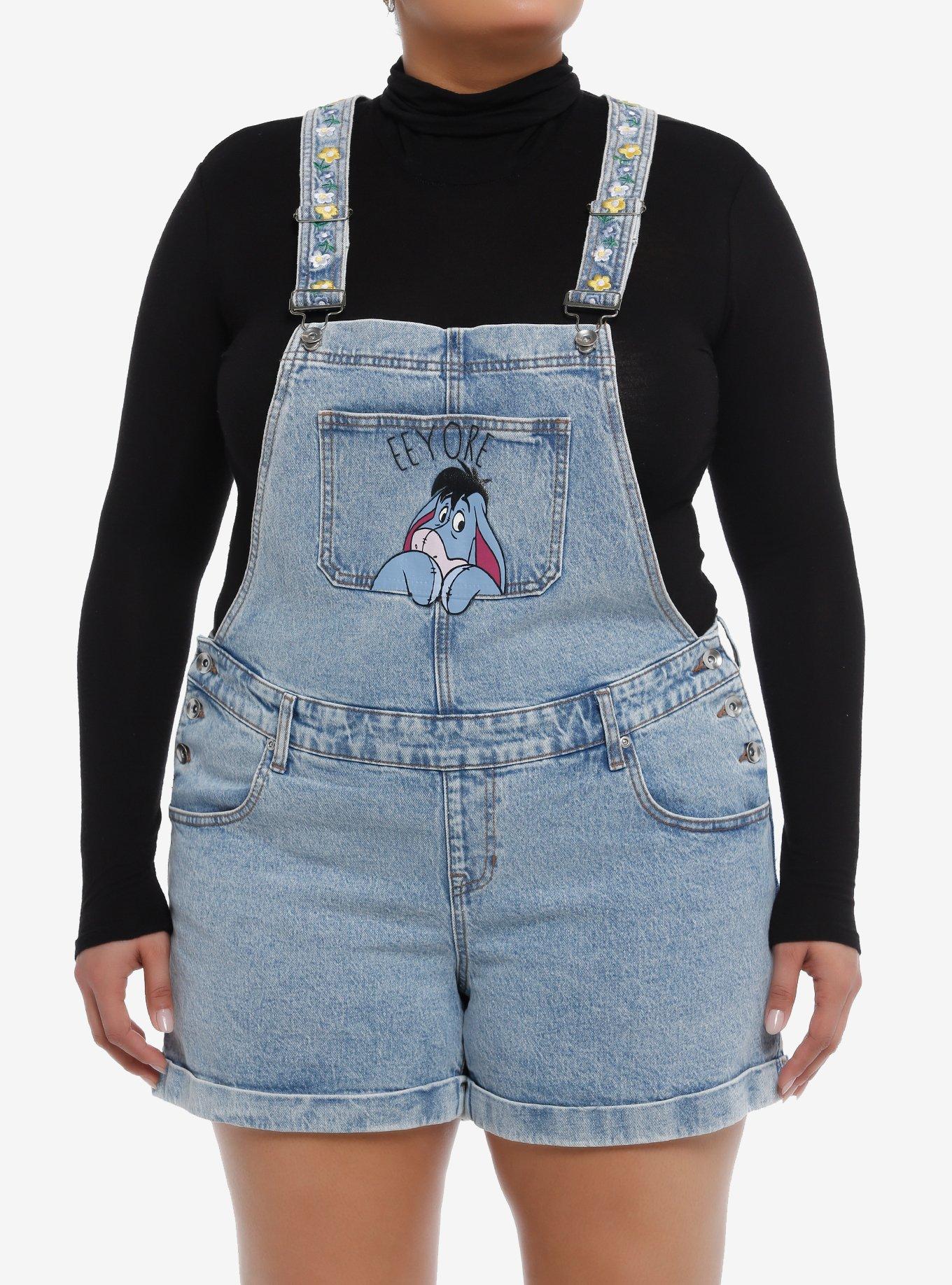 Disney Winnie The Pooh Eeyore Denim Shortalls Plus Size, MULTI, hi-res