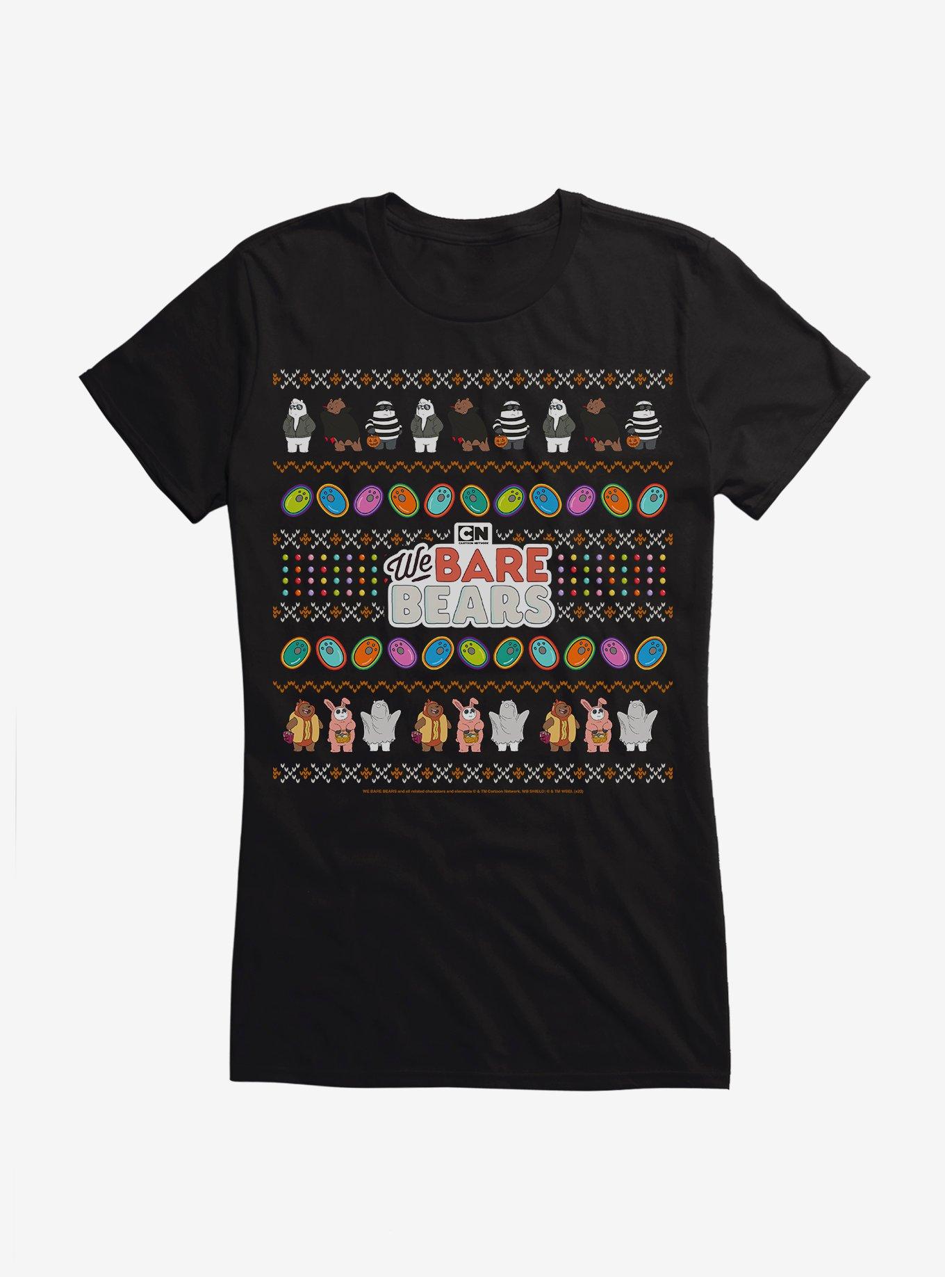 We Bear Bears Halloween Ugly Christmas Pattern Girls T-Shirt, BLACK, hi-res