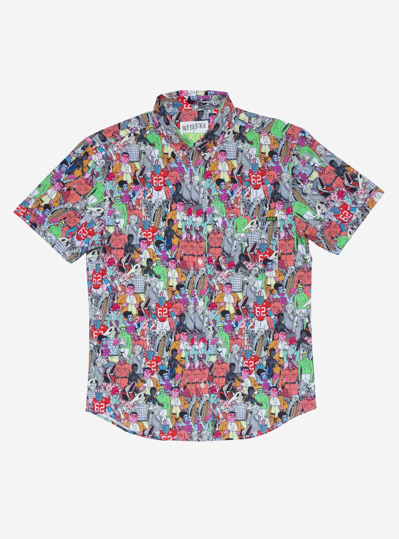 RSVLTS Beetlejuice "Netherworld Waiting Room" Button-Up Shirt, MULTI, hi-res