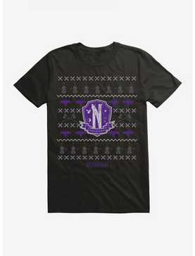 Wednesday Nevermore Christmas Sweater Pattern T-Shirt, , hi-res