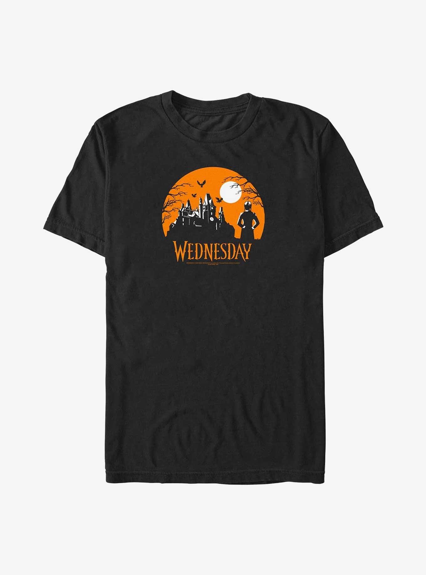 Wednesday Nevermore Academy Haunt Big & Tall T-Shirt, BLACK, hi-res