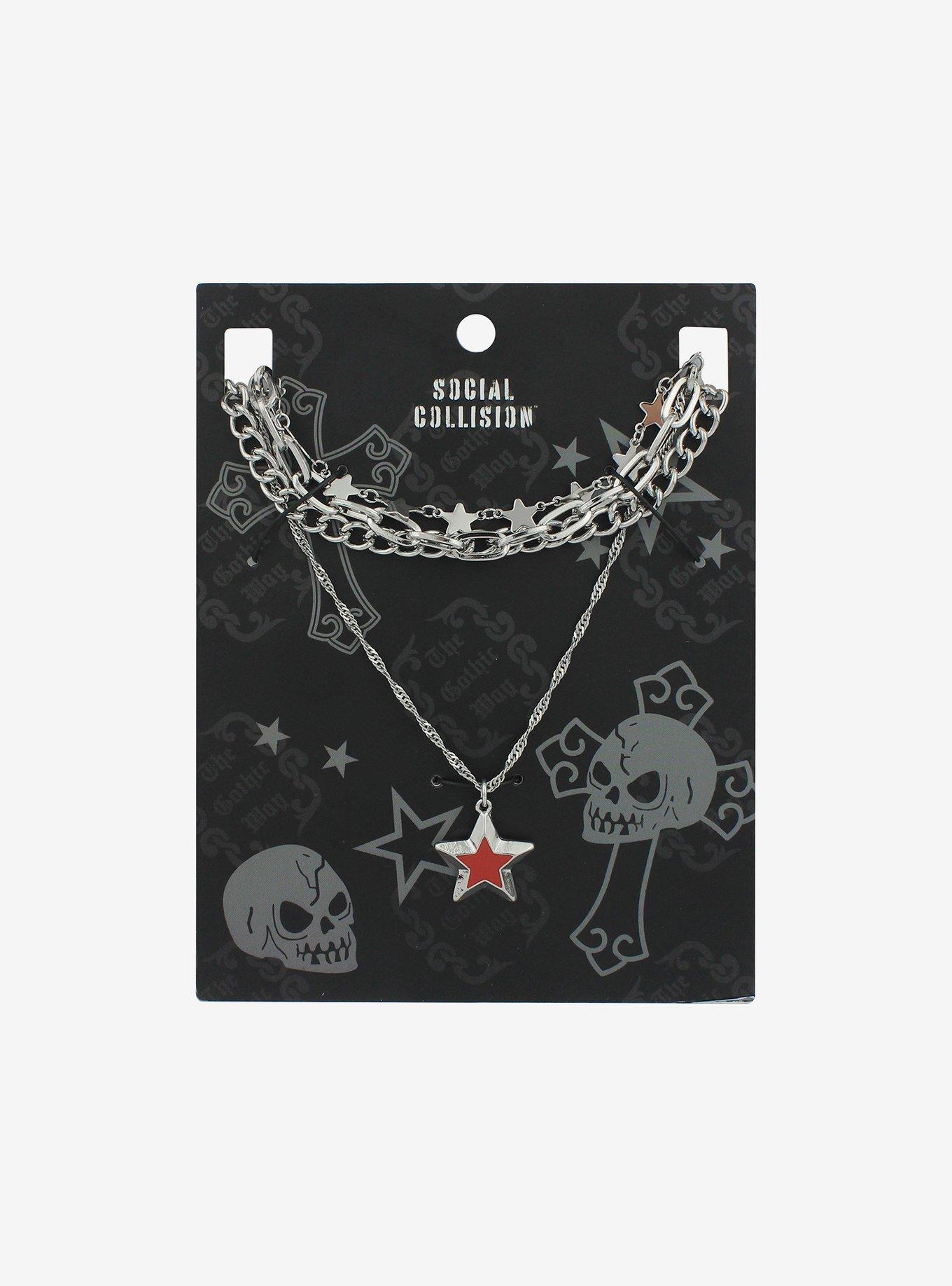 Social Collision Star Chain Necklace Set, , hi-res