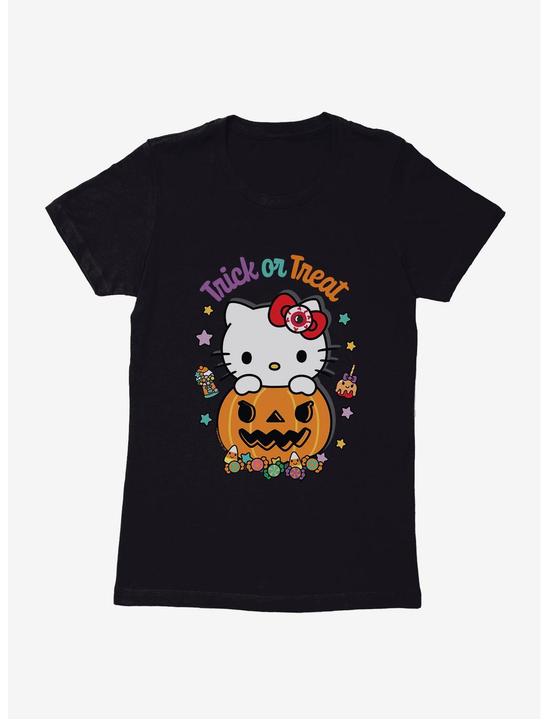 Hello Kitty Trick Or Treat Candy Womens T-Shirt, BLACK, hi-res