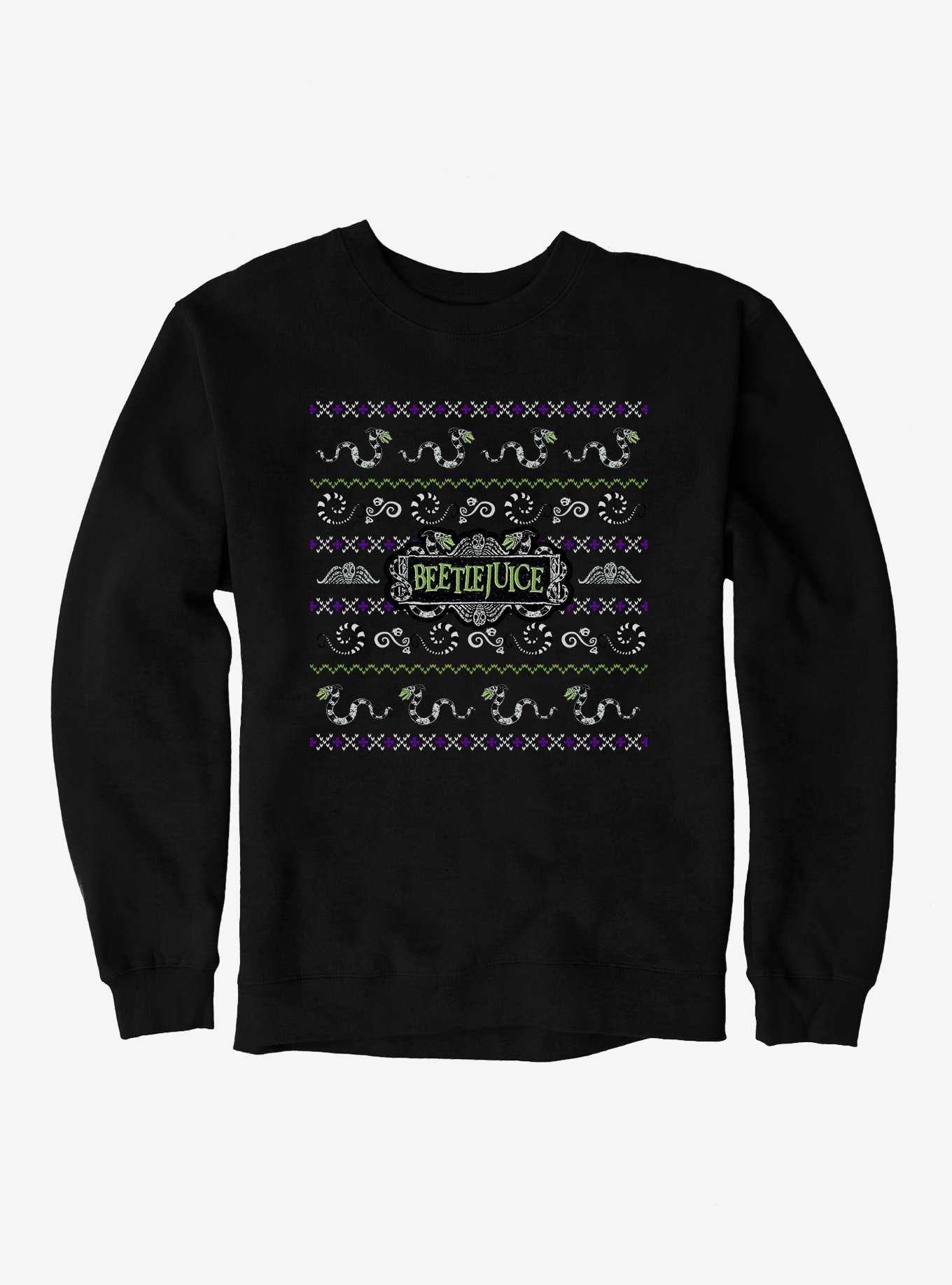 Beetlejuice Ugly Christmas Sweater Pattern Sweatshirt, , hi-res