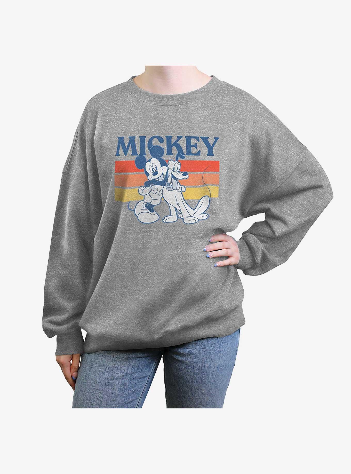 Disney Mickey Mouse Retro With Pluto Womens Oversized Crewneck, , hi-res