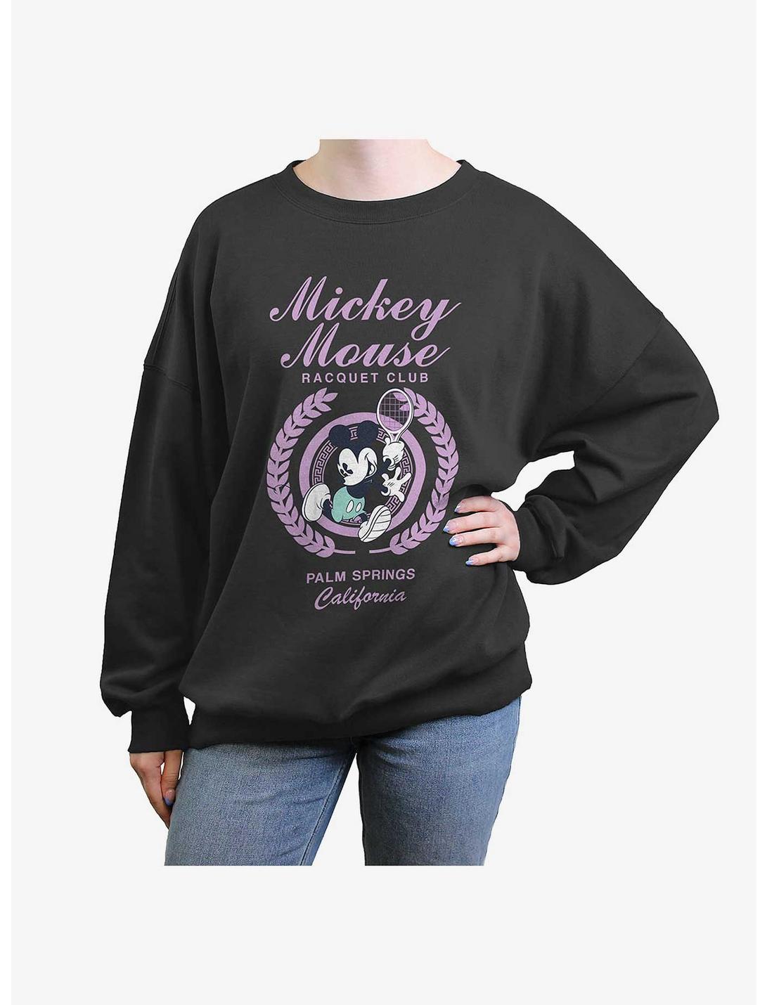 Disney Mickey Mouse Palm Springs Racquet Club Womens Oversized Crewneck, CHARCOAL, hi-res