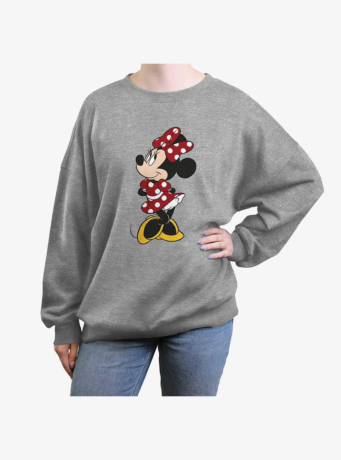 Disney Minnie Mouse Modern Womens Oversized Crewneck, HEATHER GR, hi-res