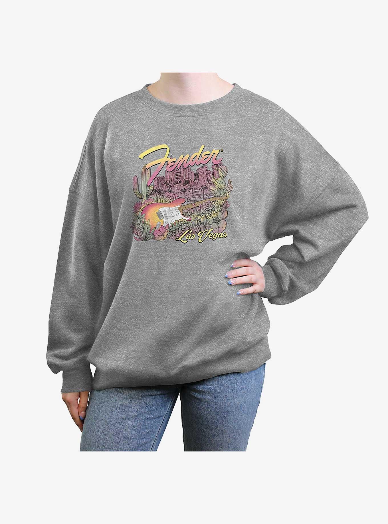 Fender Las Vegas Womens Oversized Crewneck, HEATHER GR, hi-res