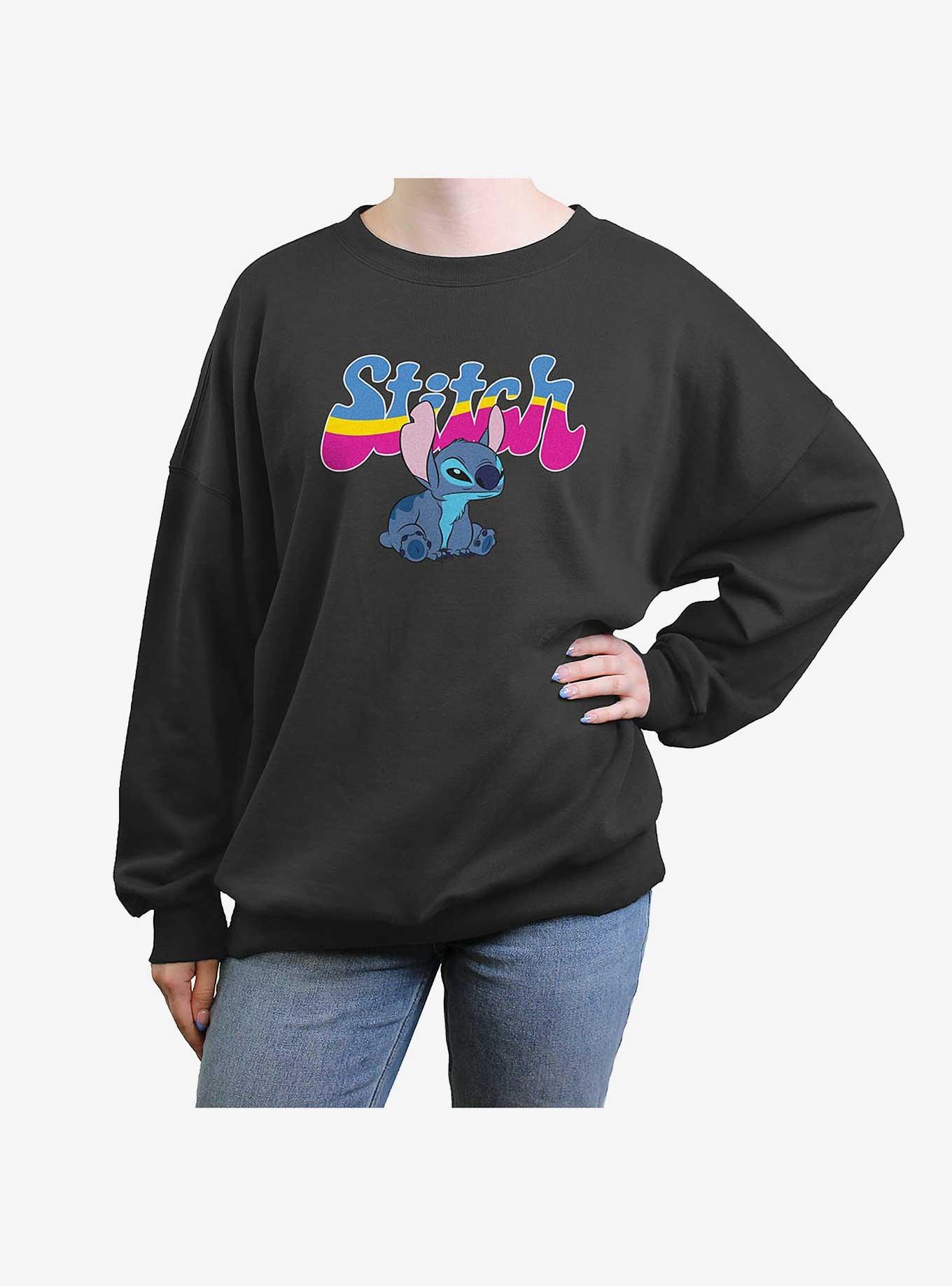 Disney Lilo & Stitch Grooby Womens Oversized Crewneck, CHARCOAL, hi-res