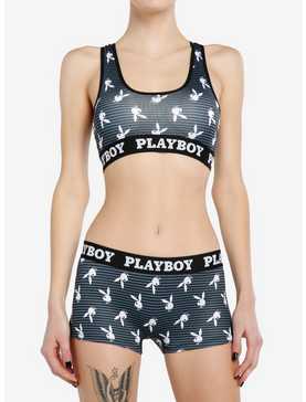 Playboy Stripes Bra & Boyshort Panty Set, , hi-res