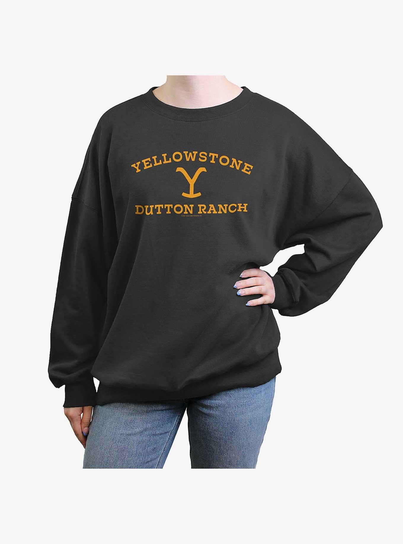 Yellowstone Dutton Ranch Logo Girls Oversized Sweatshirt, CHARCOAL, hi-res
