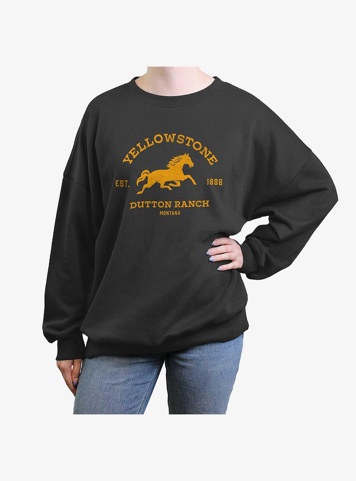 Yellowstone Dutton Ranch Badge Girls Oversized Sweatshirt, CHARCOAL, hi-res