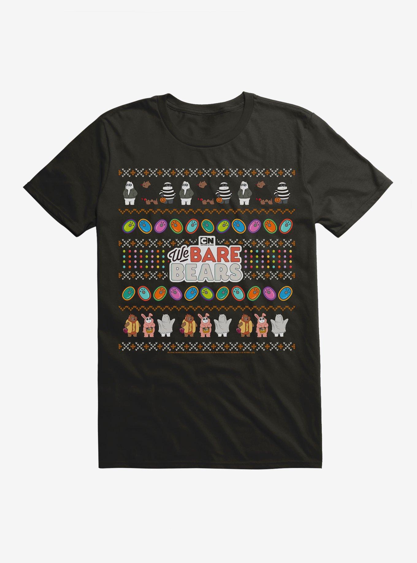 We Bear Bears Halloween Ugly Christmas Pattern T-Shirt, BLACK, hi-res
