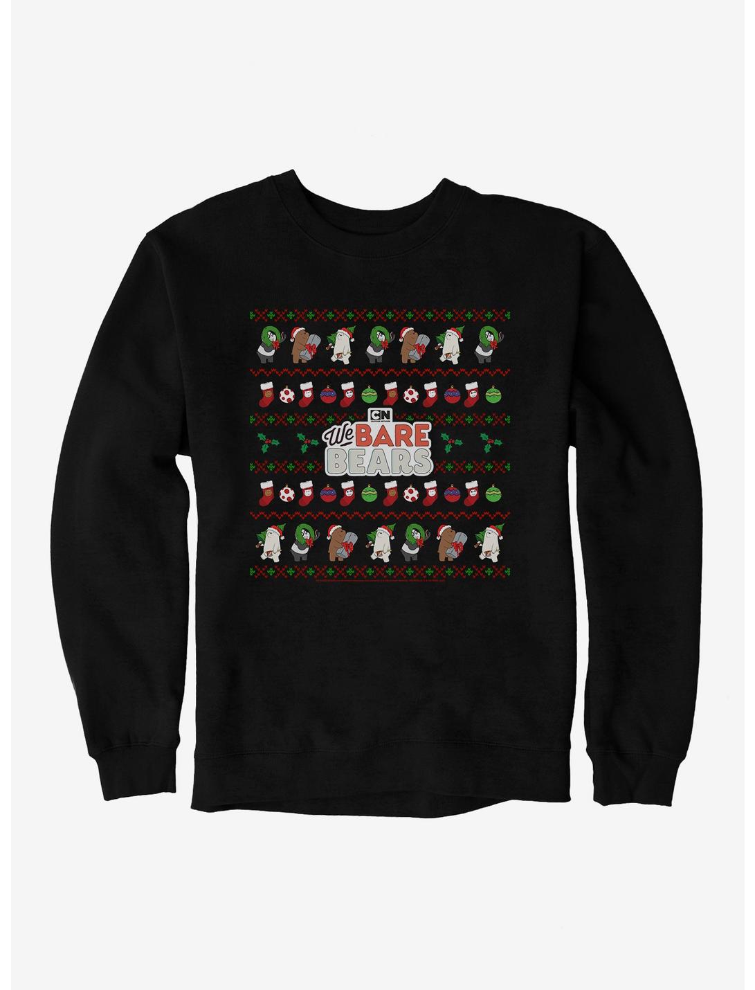 We Bear Bears Festive Ugly Christmas Pattern Sweatshirt, BLACK, hi-res