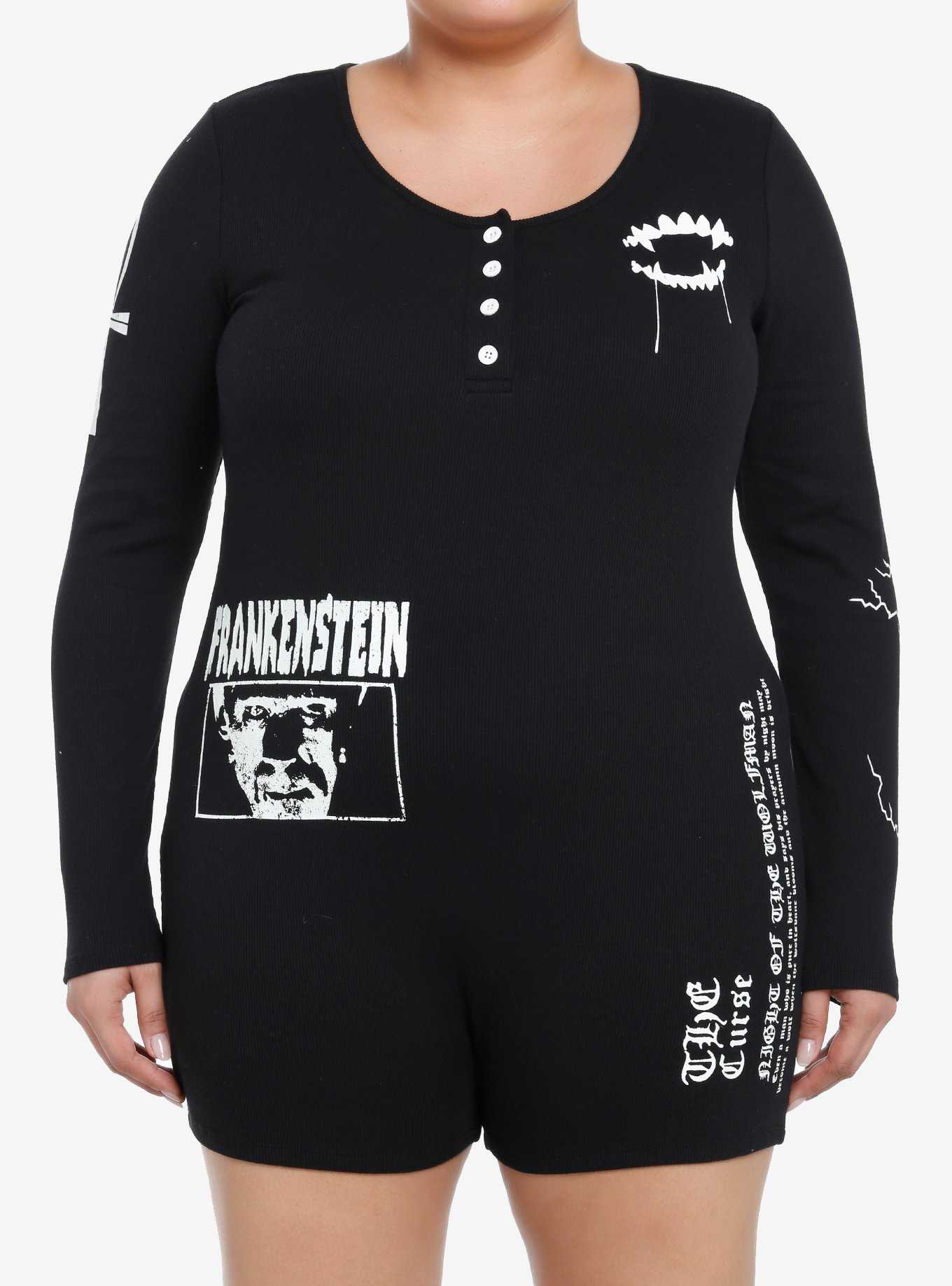 Universal Monsters Icons Long-Sleeve Romper Plus Size, , hi-res