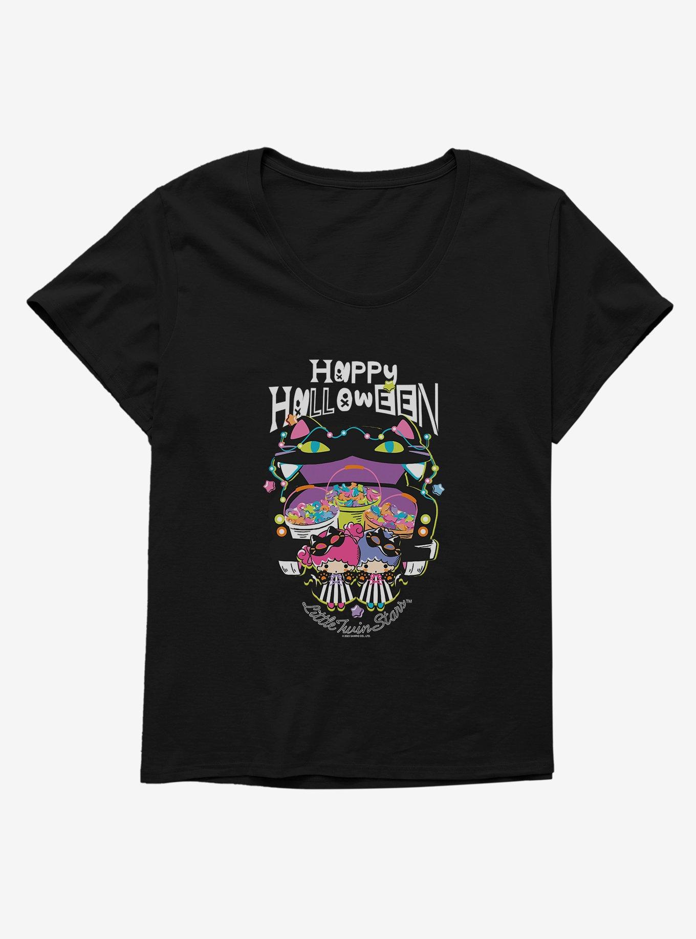 Little Twin Stars Trunk Or Treat Halloween Girls T-Shirt Plus Size, BLACK, hi-res